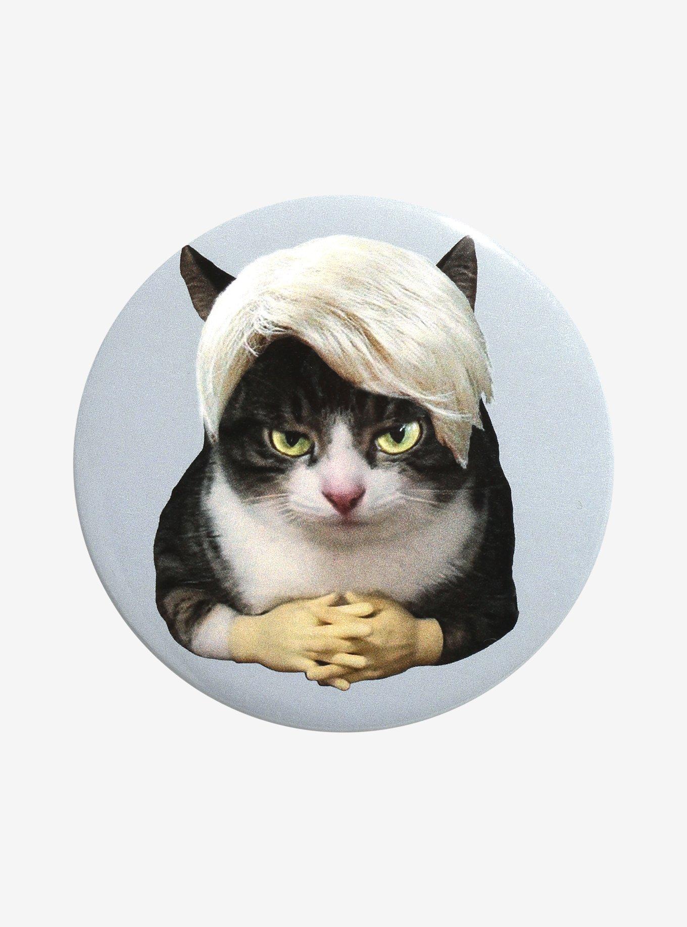 Cat Toupee 3 Inch Button, , hi-res