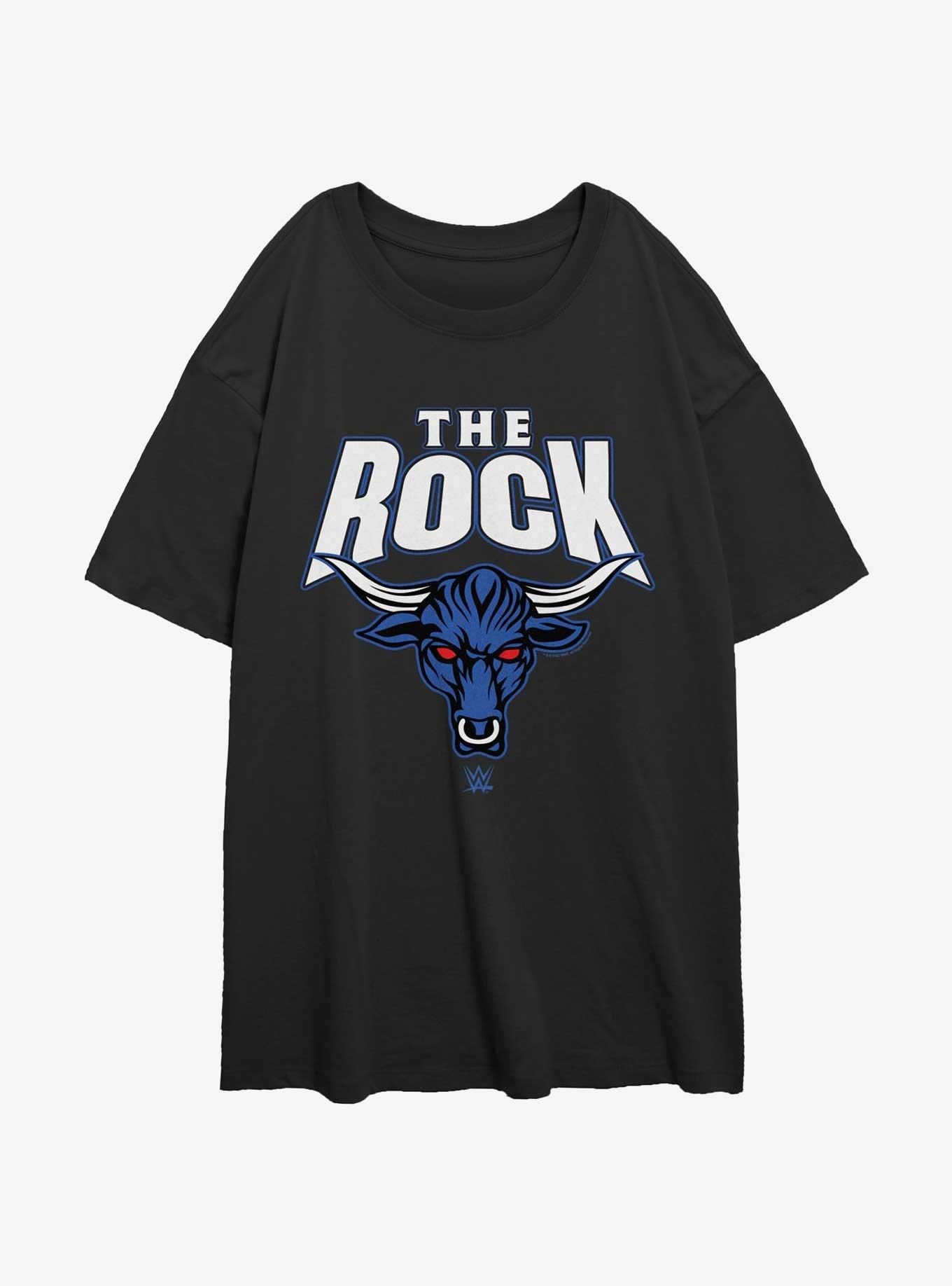WWE The Rock Logo Girls Oversized T-Shirt, BLACK, hi-res