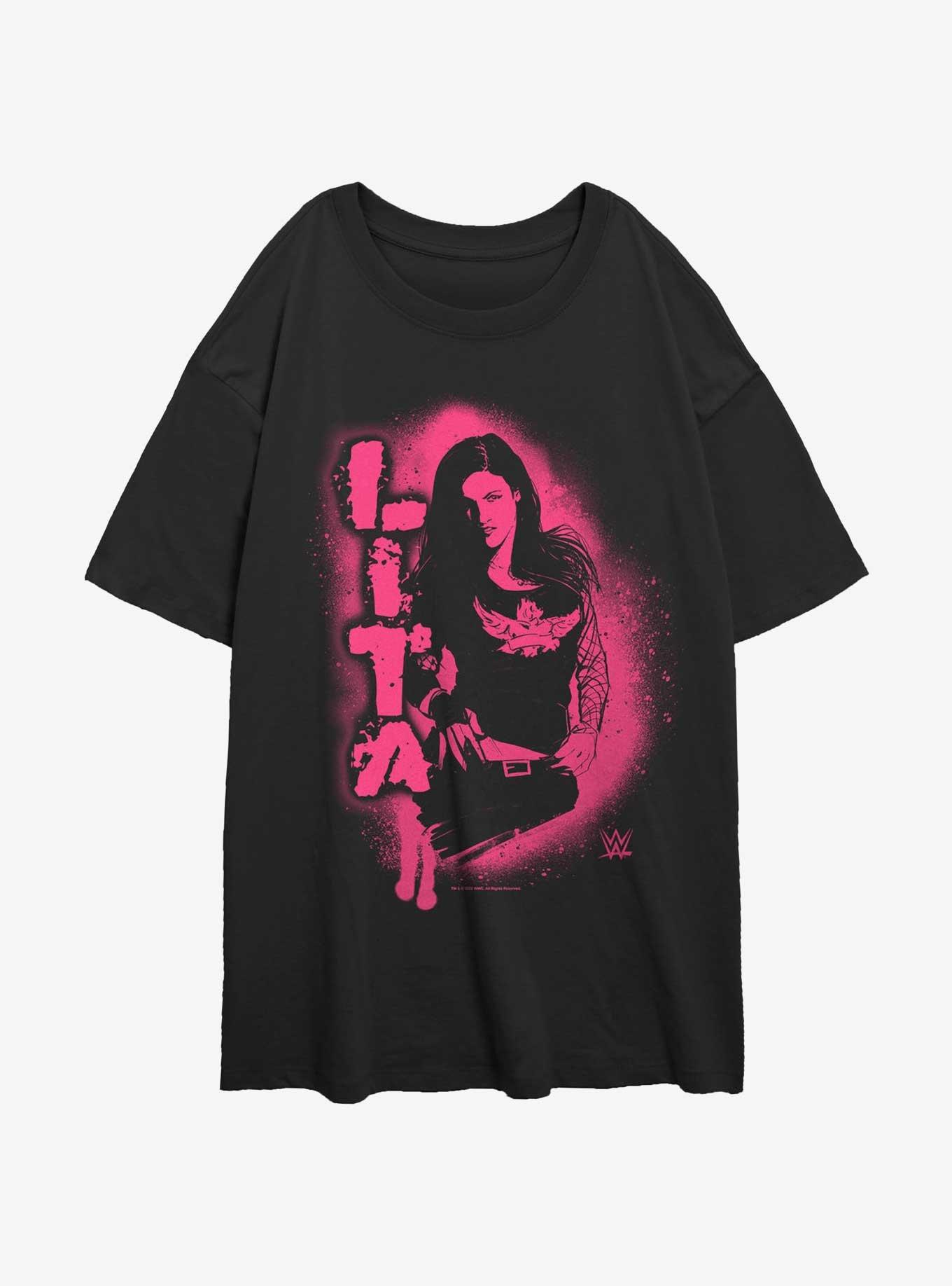 WWE Lita Stencil Portrait Girls Oversized T-Shirt, BLACK, hi-res