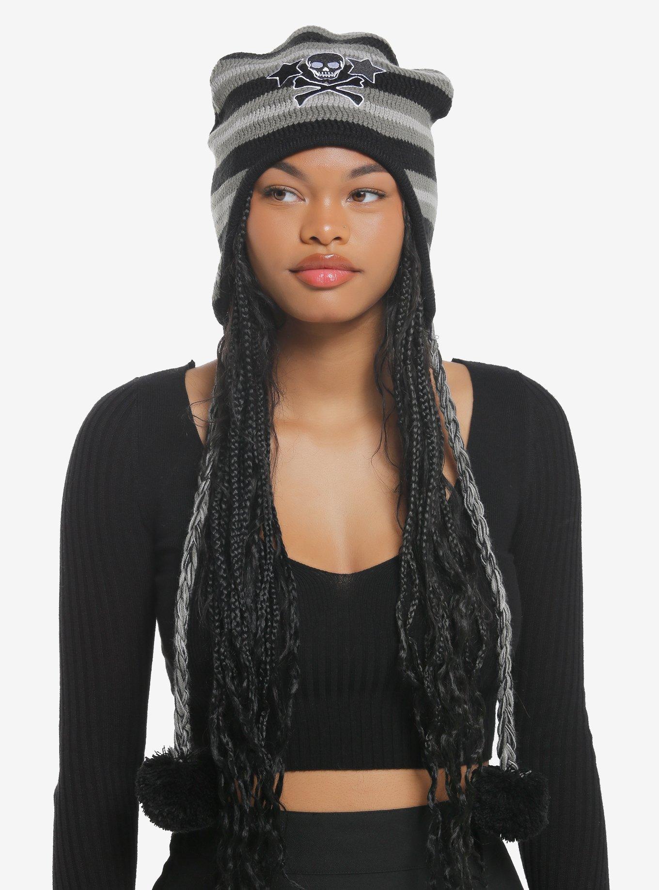 Skull Star Pom Tassel Beanie, , hi-res