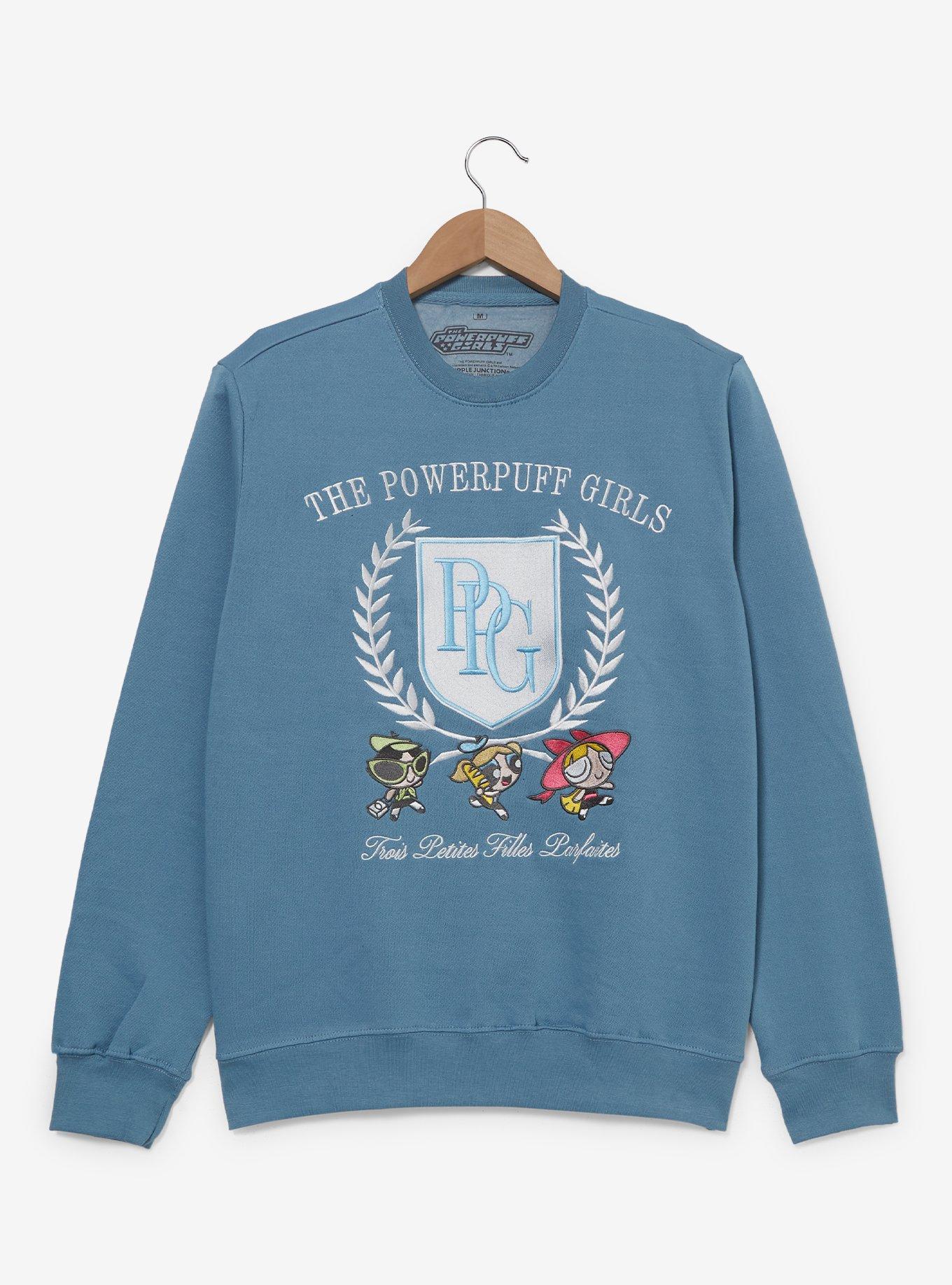 The Powerpuff Girls Paris Embroidered Women's Crewneck — BoxLunch Exclusive, , hi-res