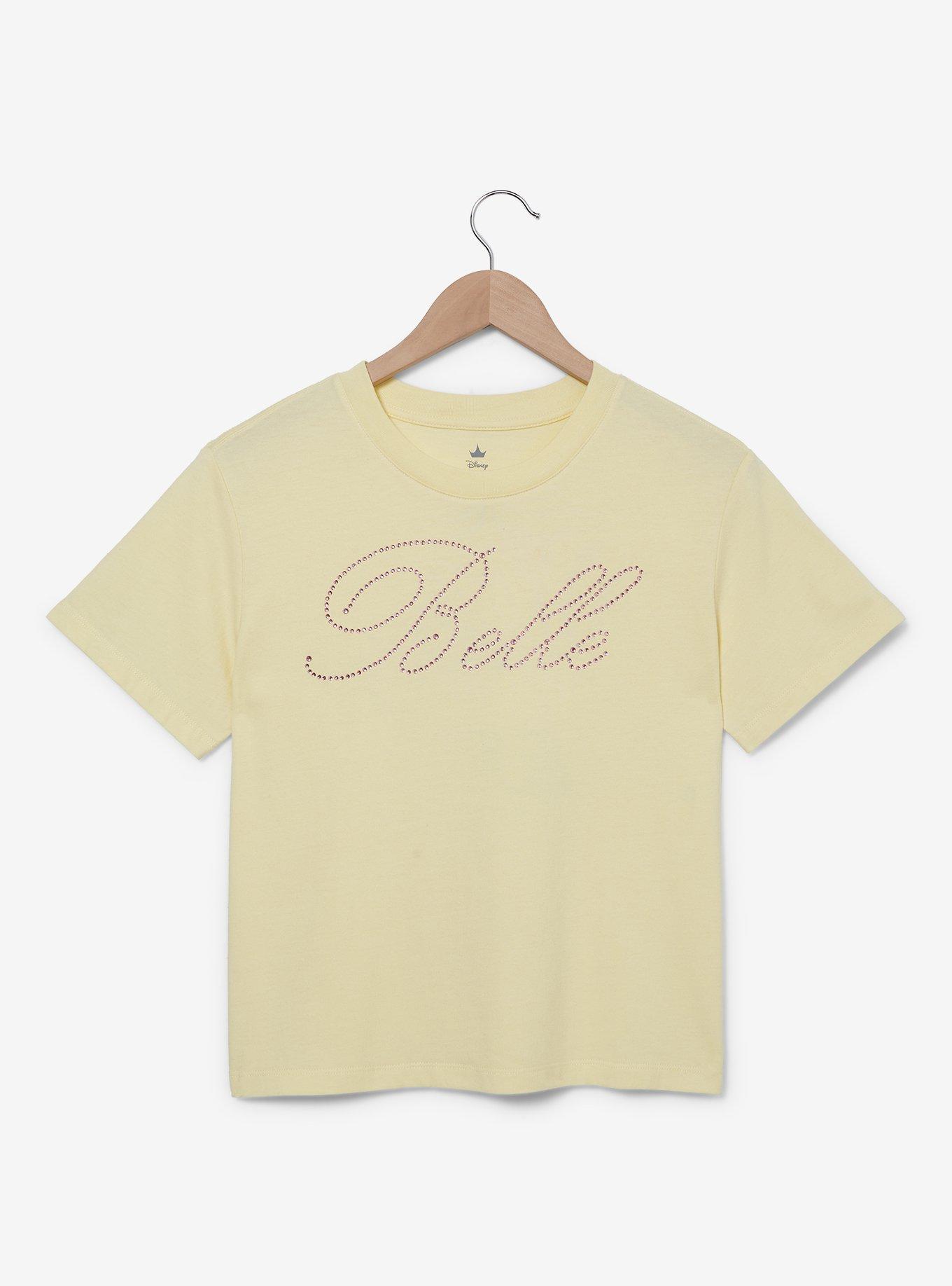 Disney Beauty and the Beast Belle Rhinestone Women's Cropped T-Shirt — BoxLunch Exclusive, , hi-res