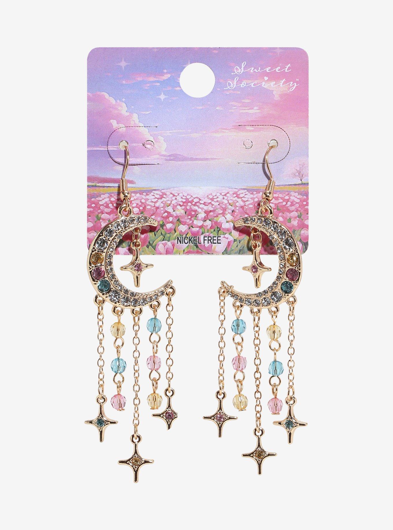 Sweet Society Moon Dangling Star Drop Earrings, , hi-res