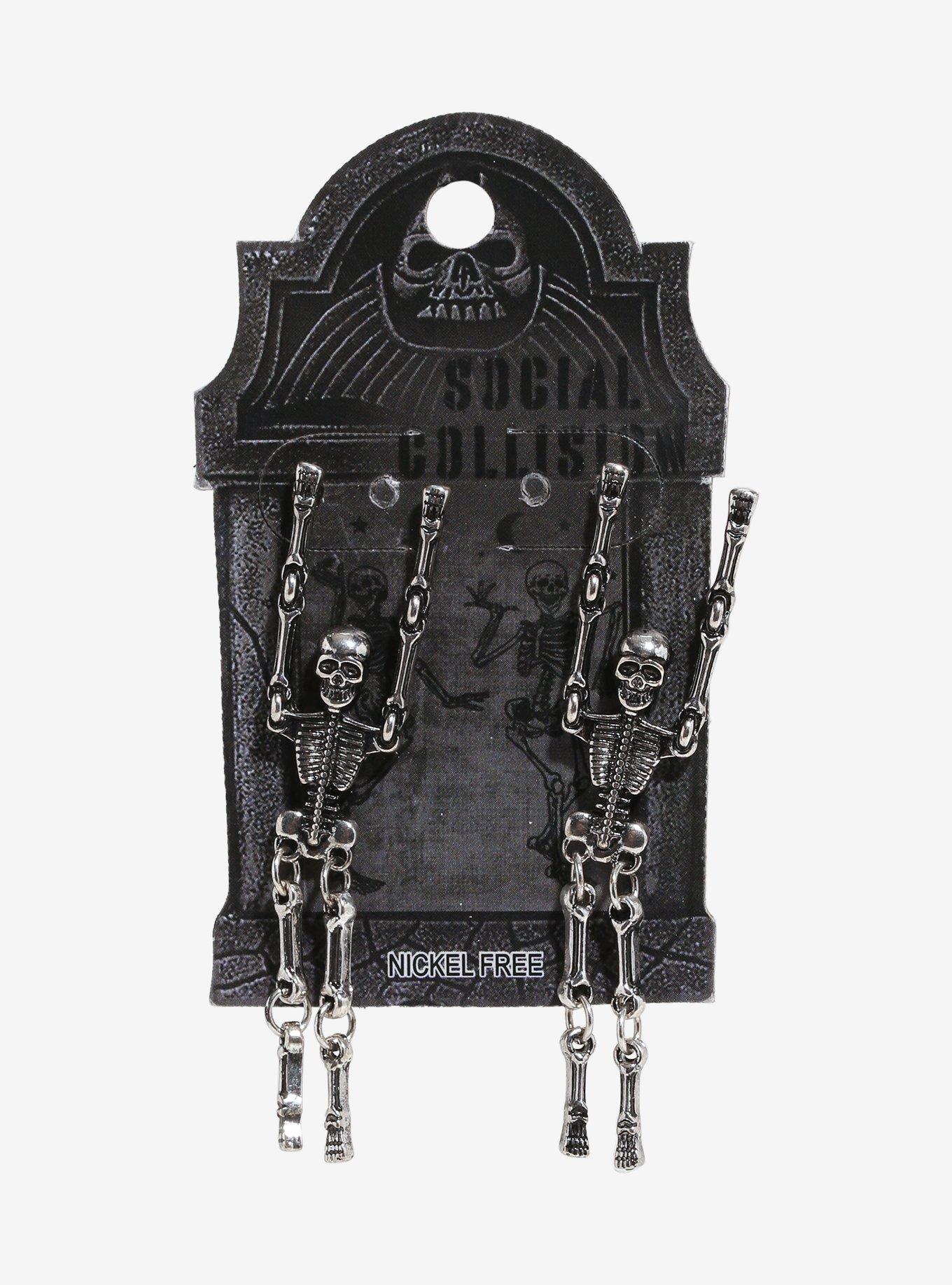 Social Collision Skeleton Drop Earrings, , hi-res
