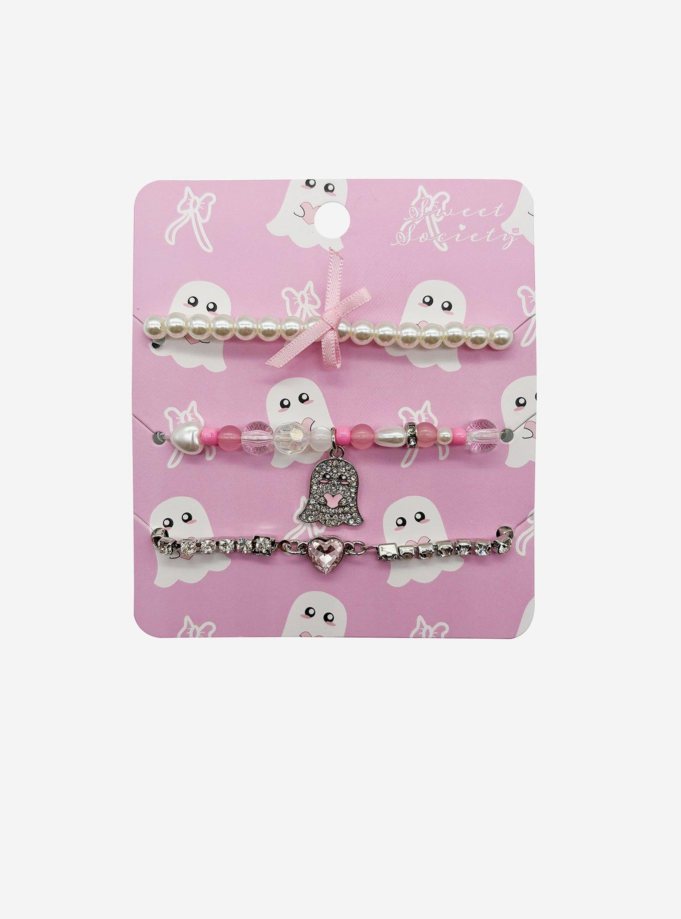 Sweet Society Ghost Bow & Heart Bracelet Set