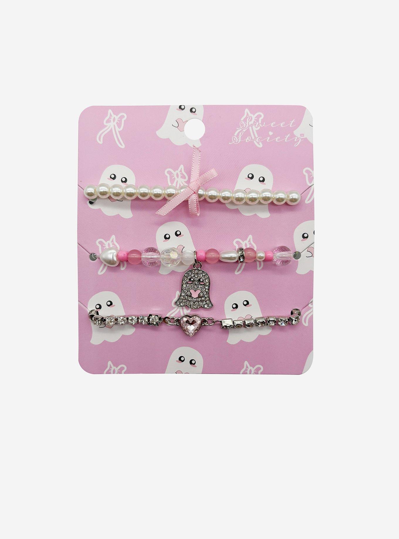 Sweet Society Ghost Bow & Heart Bracelet Set, , hi-res
