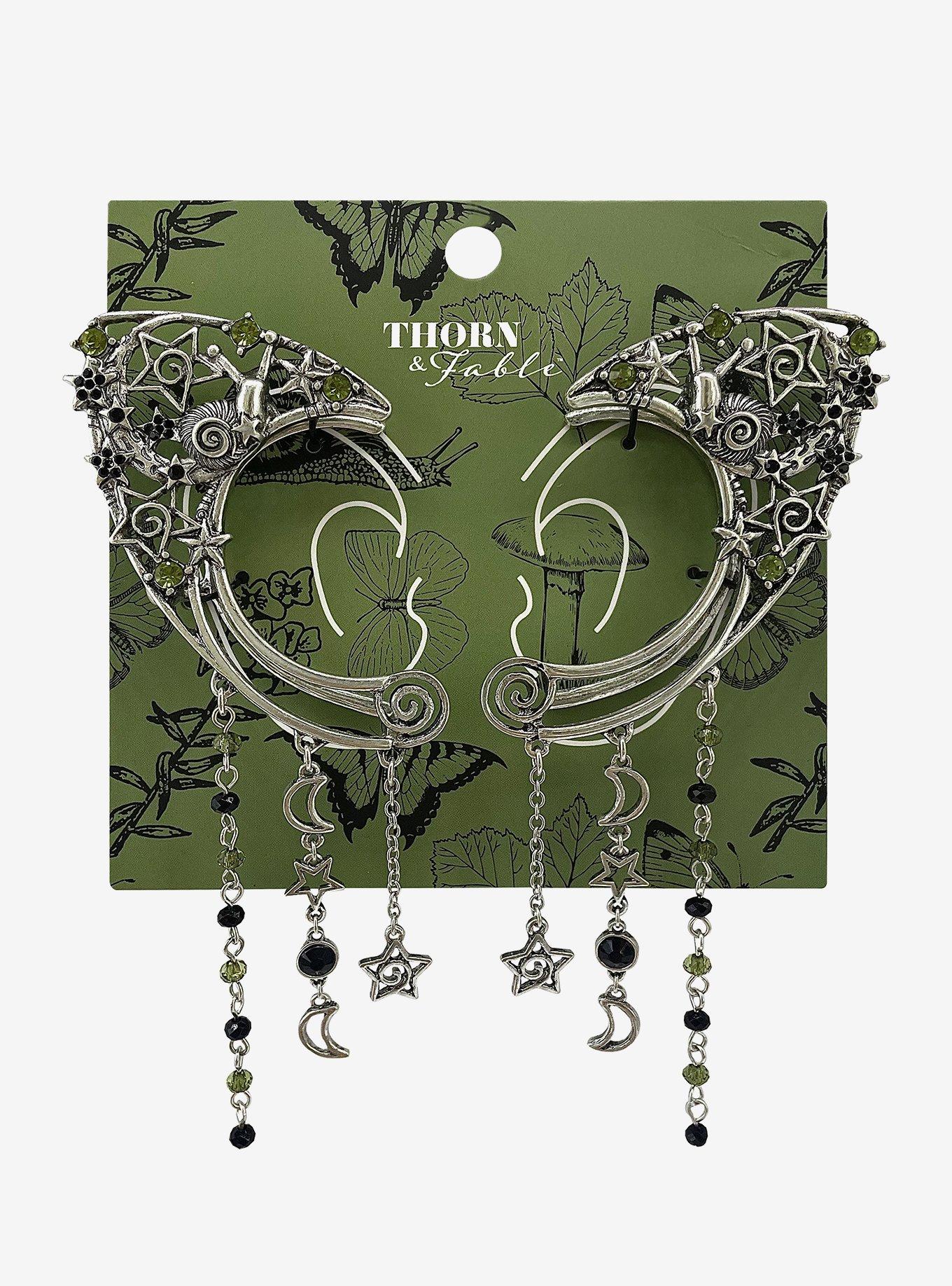 Thorn & Fable Star Swirl Chain Ear Cuffs, , hi-res