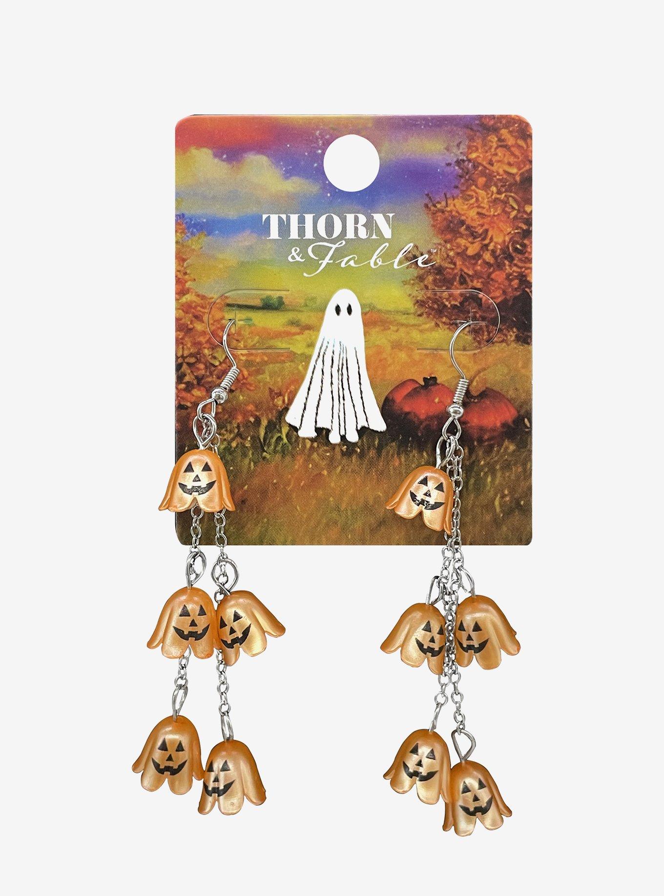 Thorn & Fable Pumpkin Flower Drop Earrings, , hi-res