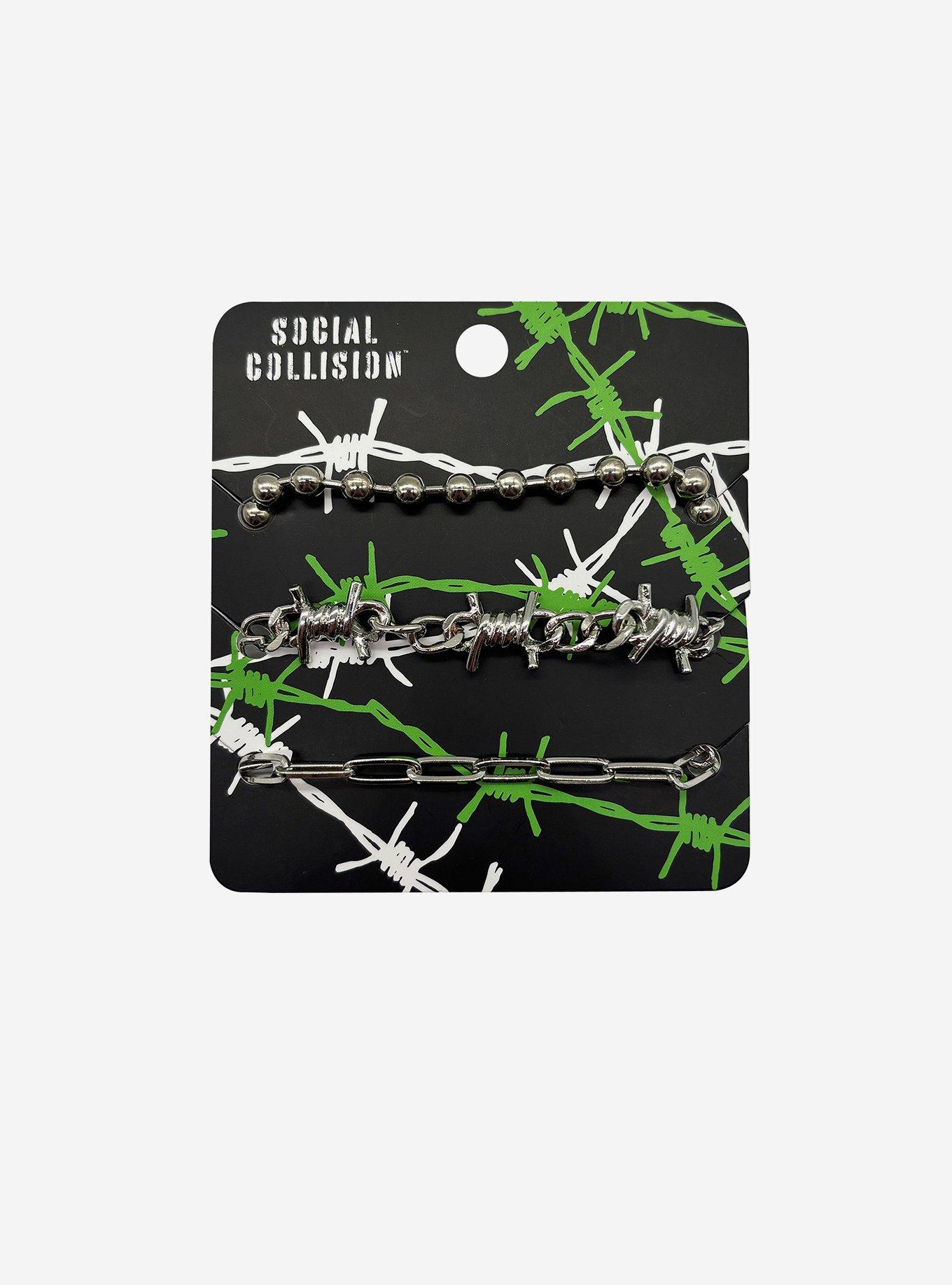 Social Collision Barbed Wire & Ball Chain Bracelet, , hi-res