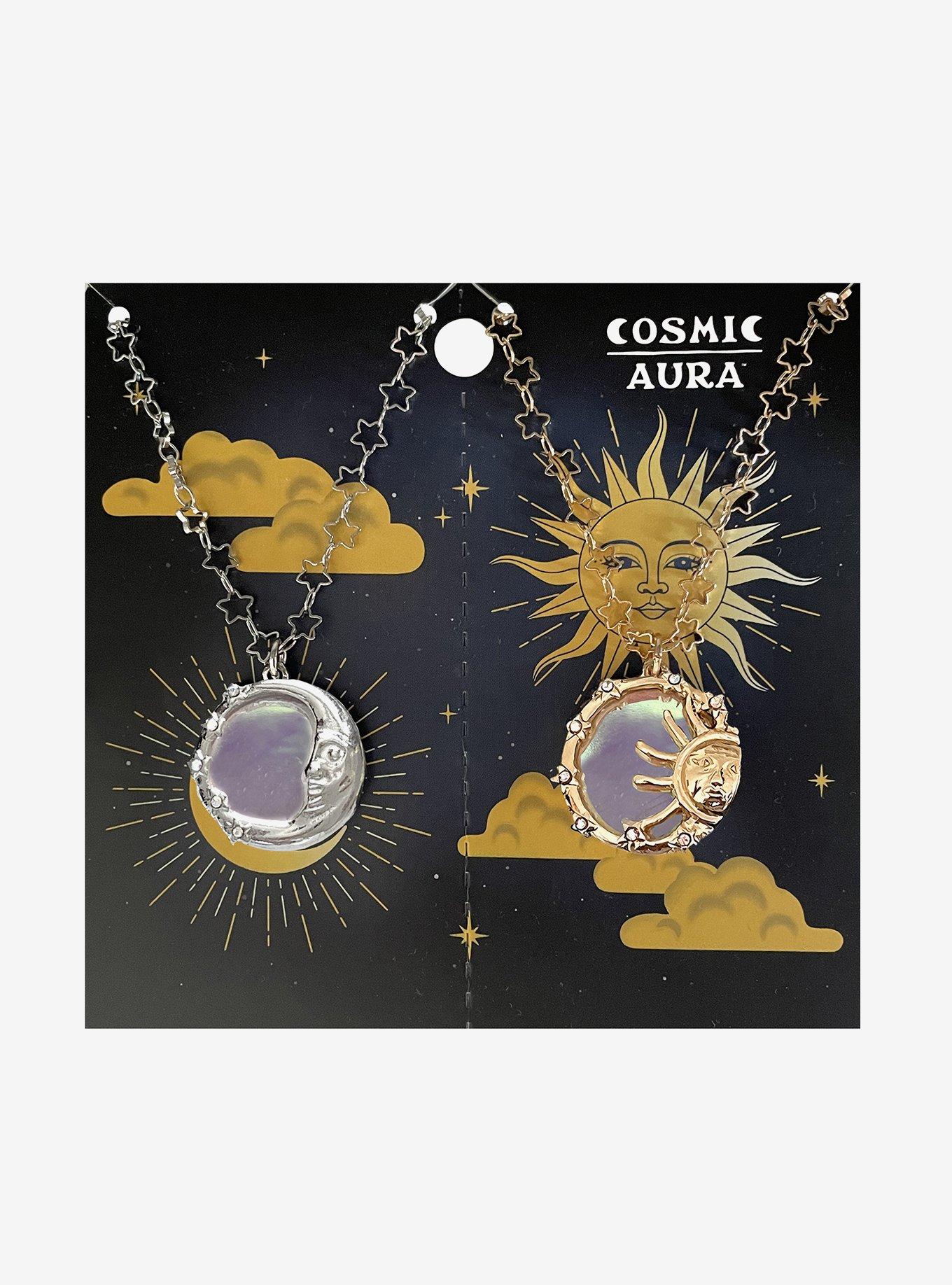 Cosmic Aura Opal Sun & Moon Best Friend Necklace Set