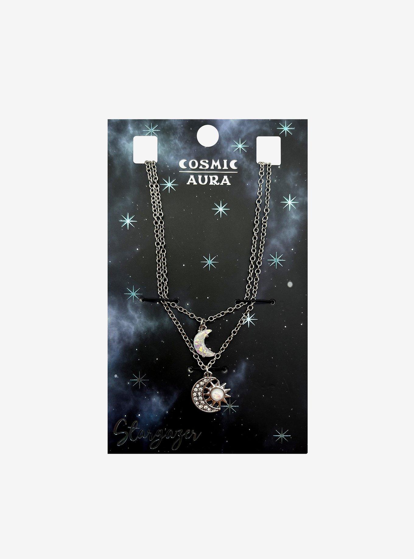 Cosmic Aura Crescent Moons Pendant Necklace Set, , hi-res