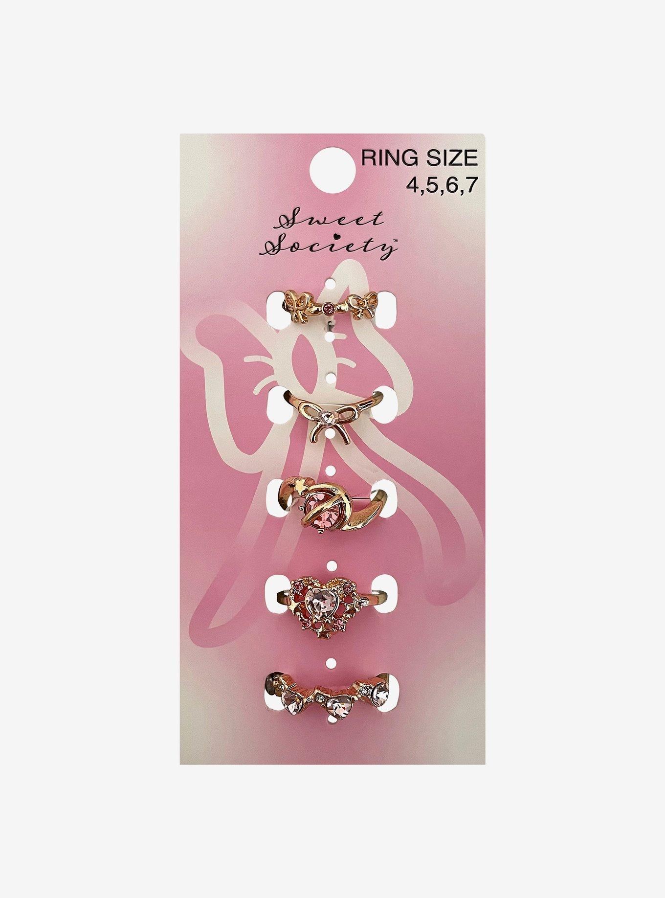 Sweet Society Bow Heart Ring Set, , hi-res