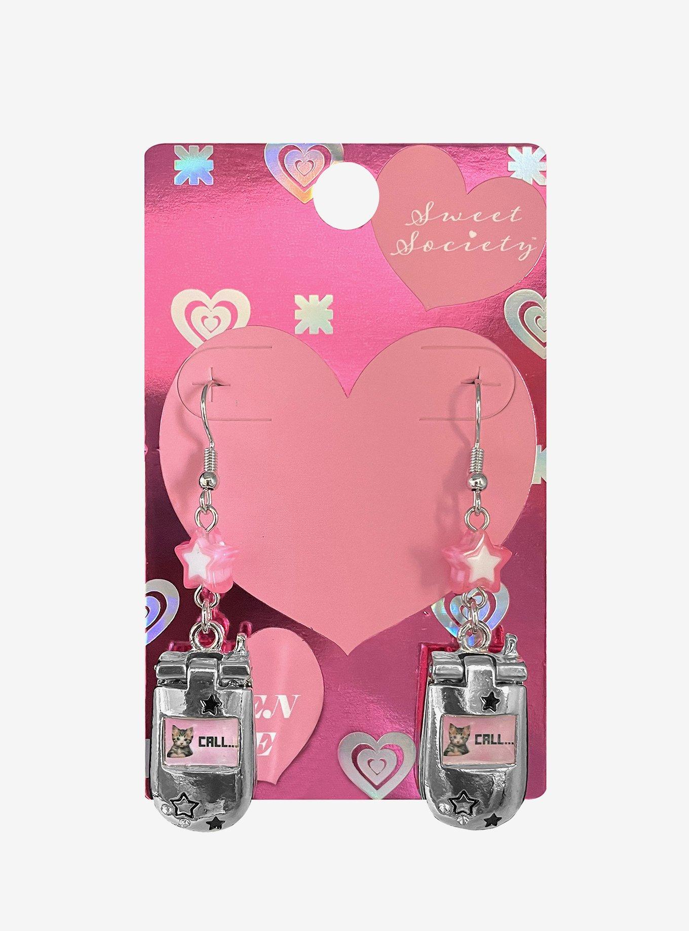 Sweet Society Cat Flip Phone Drop Earrings