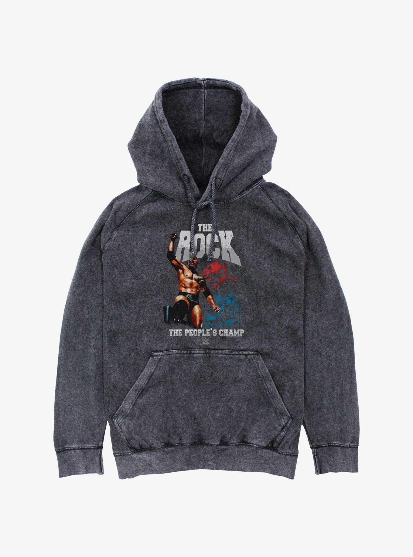 WWE The Rock The People's Champ Mineral Wash Hoodie, BLACK, hi-res