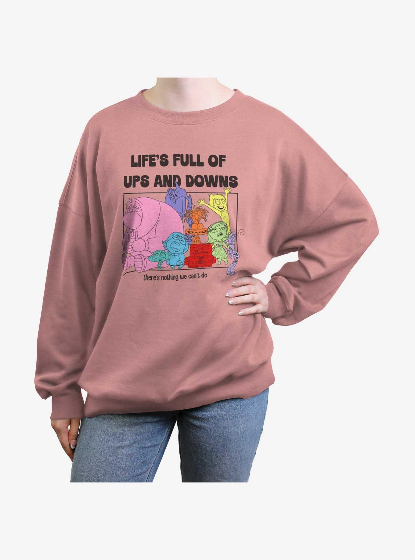 Disney Pixar Inside Out 2 Life's Full Of Ups And Downs Girls Oversized Sweatshirt, DESERTPNK, hi-res