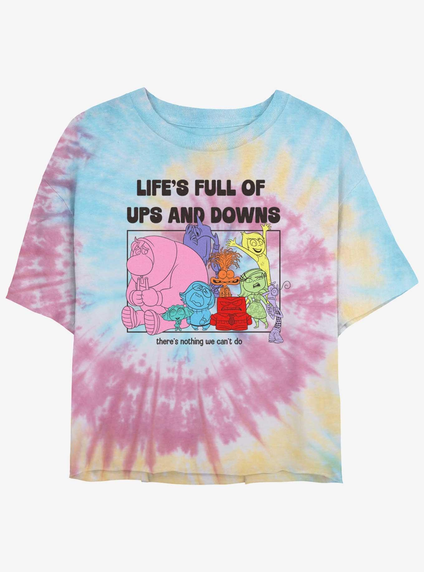 Disney Pixar Inside Out 2 Life's Full Of Ups And Downs Womens Tie-Dye Crop T-Shirt, , hi-res