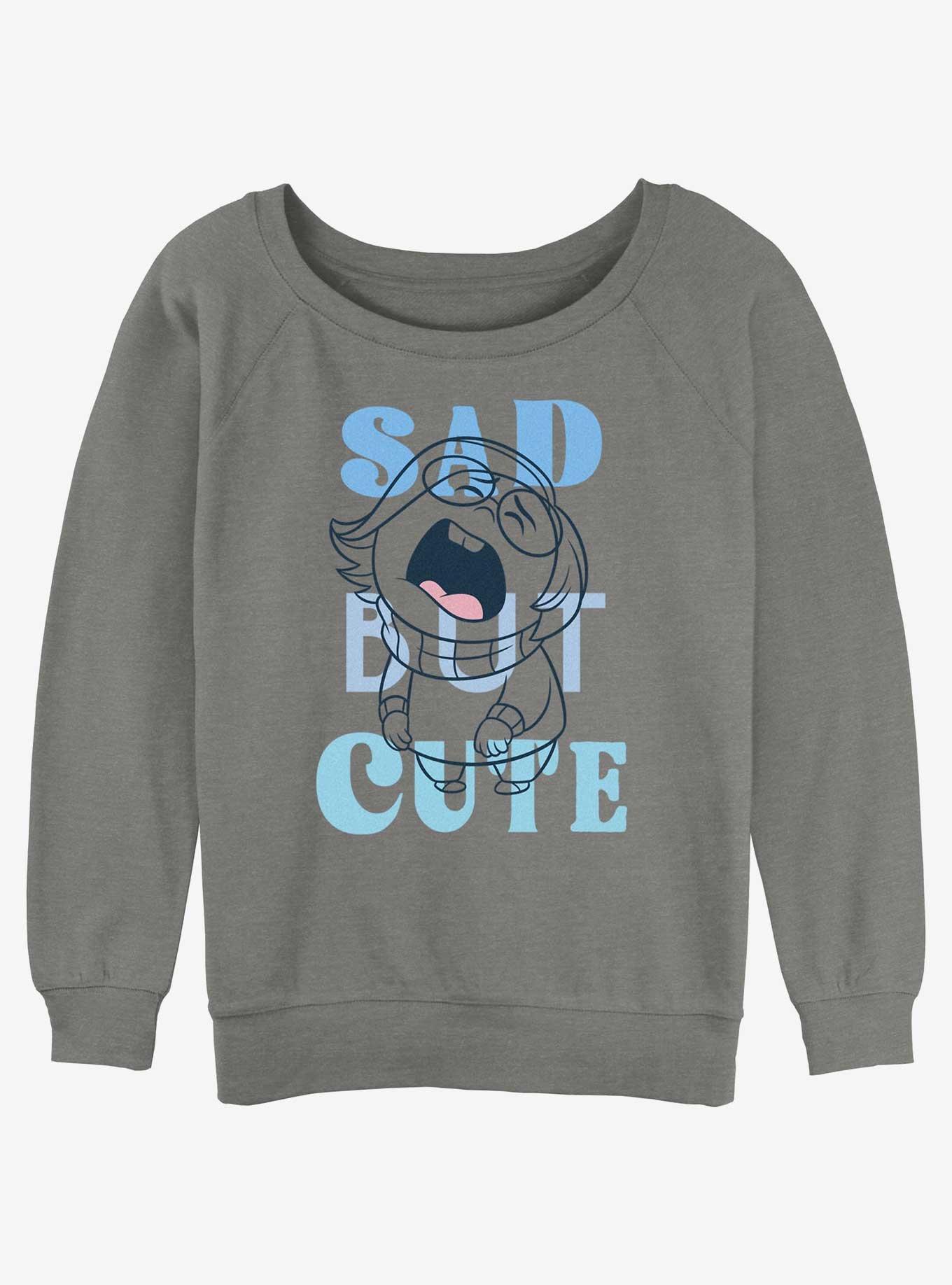 Disney Pixar Inside Out 2 Sad But Cute Womens Slouchy Sweatshirt, GRAY HTR, hi-res