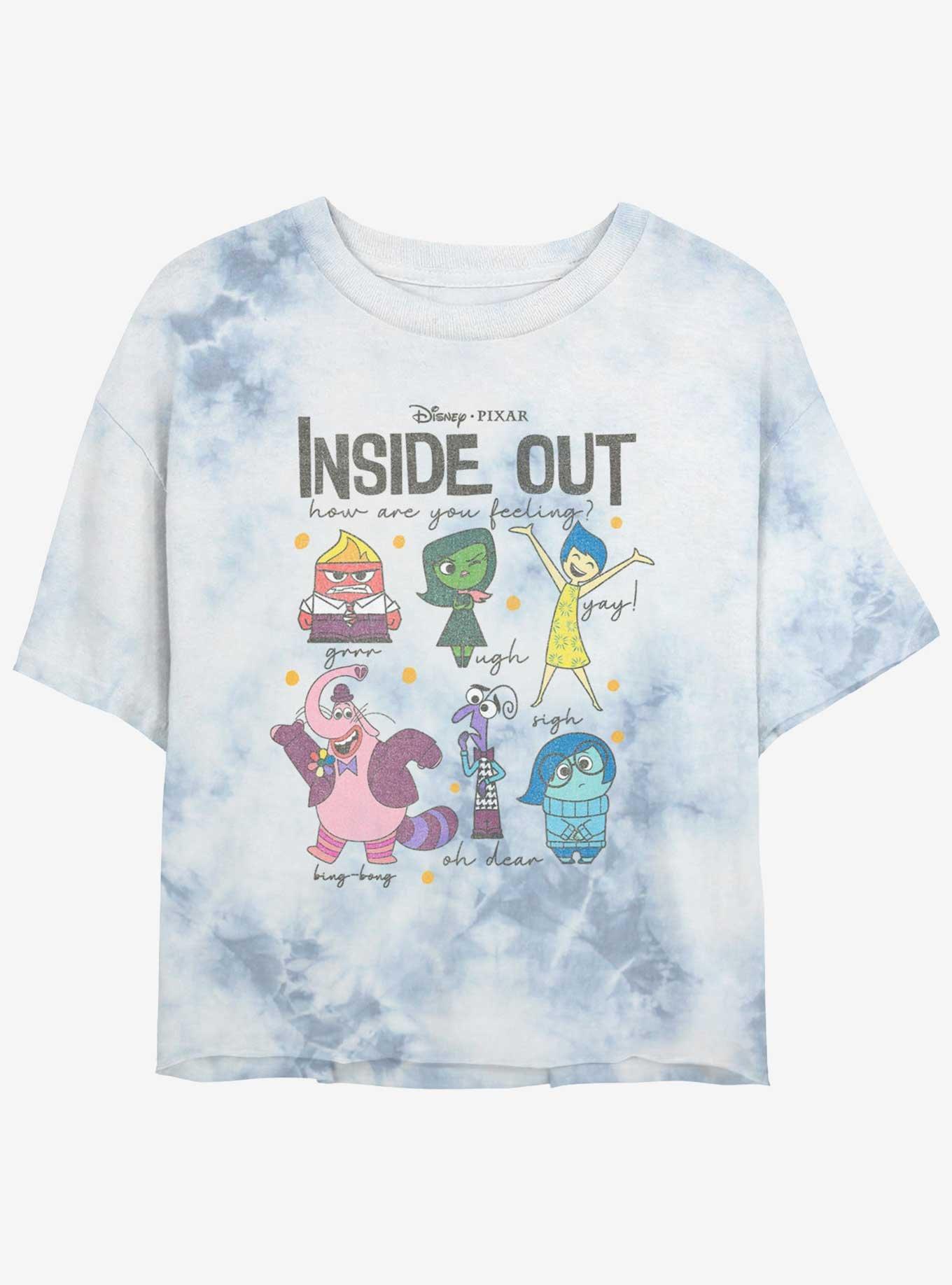 Disney Pixar Inside Out 2 All The Feels Womens Tie-Dye Crop T-Shirt, , hi-res