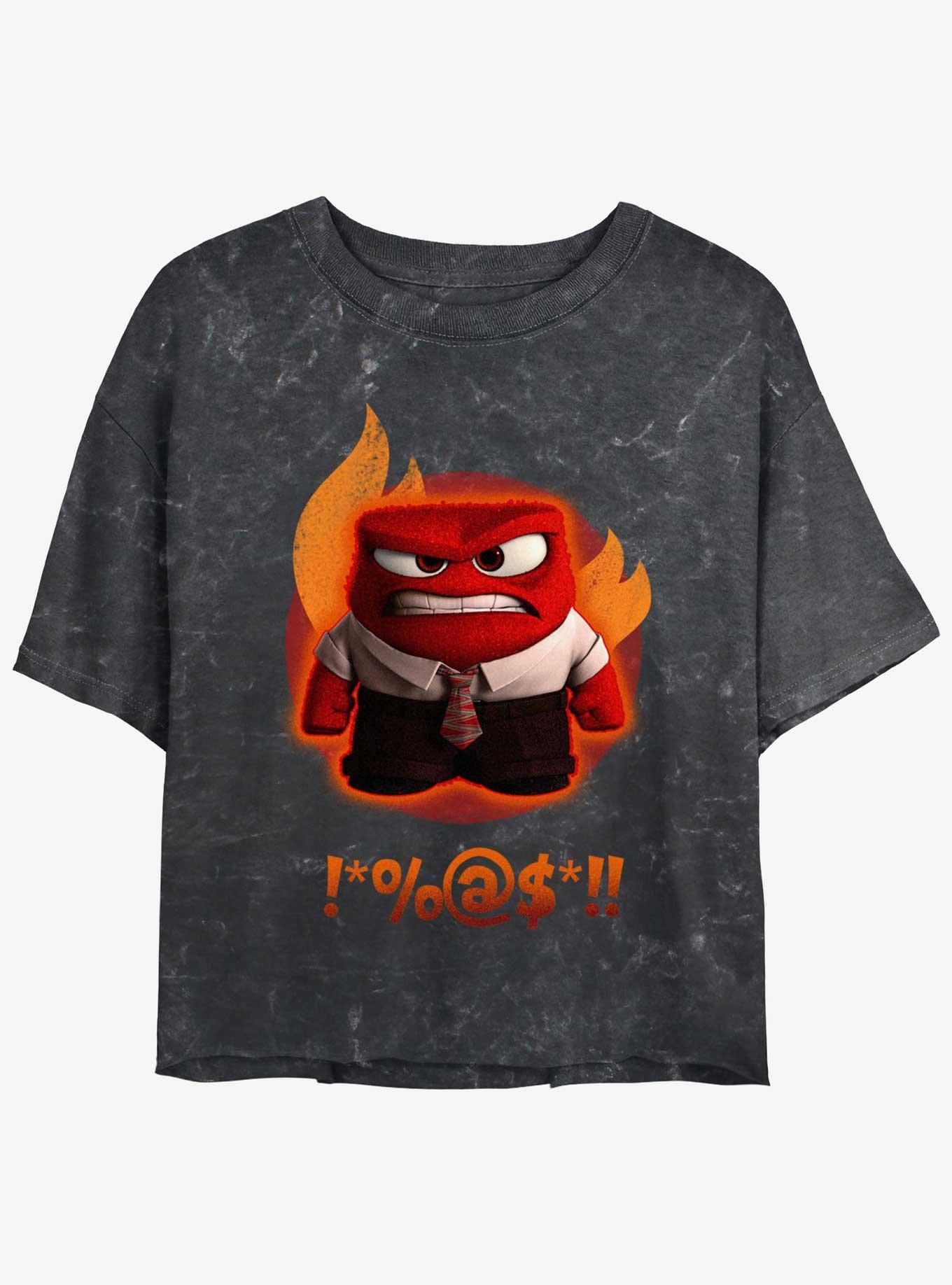 Disney Pixar Inside Out 2 Anger Managed Womens Mineral Wash Crop T-Shirt, , hi-res