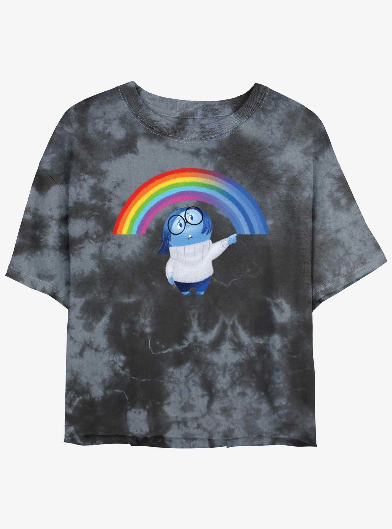 Disney Pixar Inside Out 2 Sadness Cheer Up Womens Tie-Dye Crop T-Shirt, , hi-res