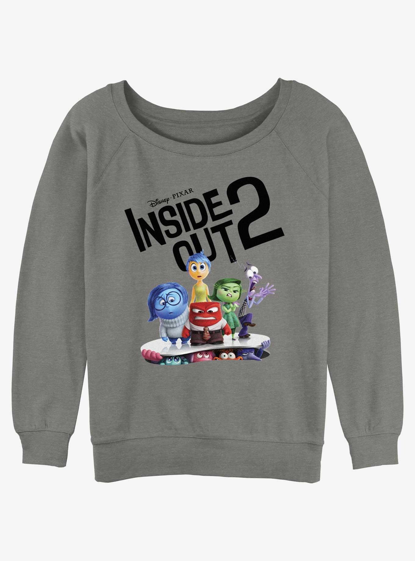 Disney Pixar Inside Out 2 Movie Poster Womens Slouchy Sweatshirt, GRAY HTR, hi-res