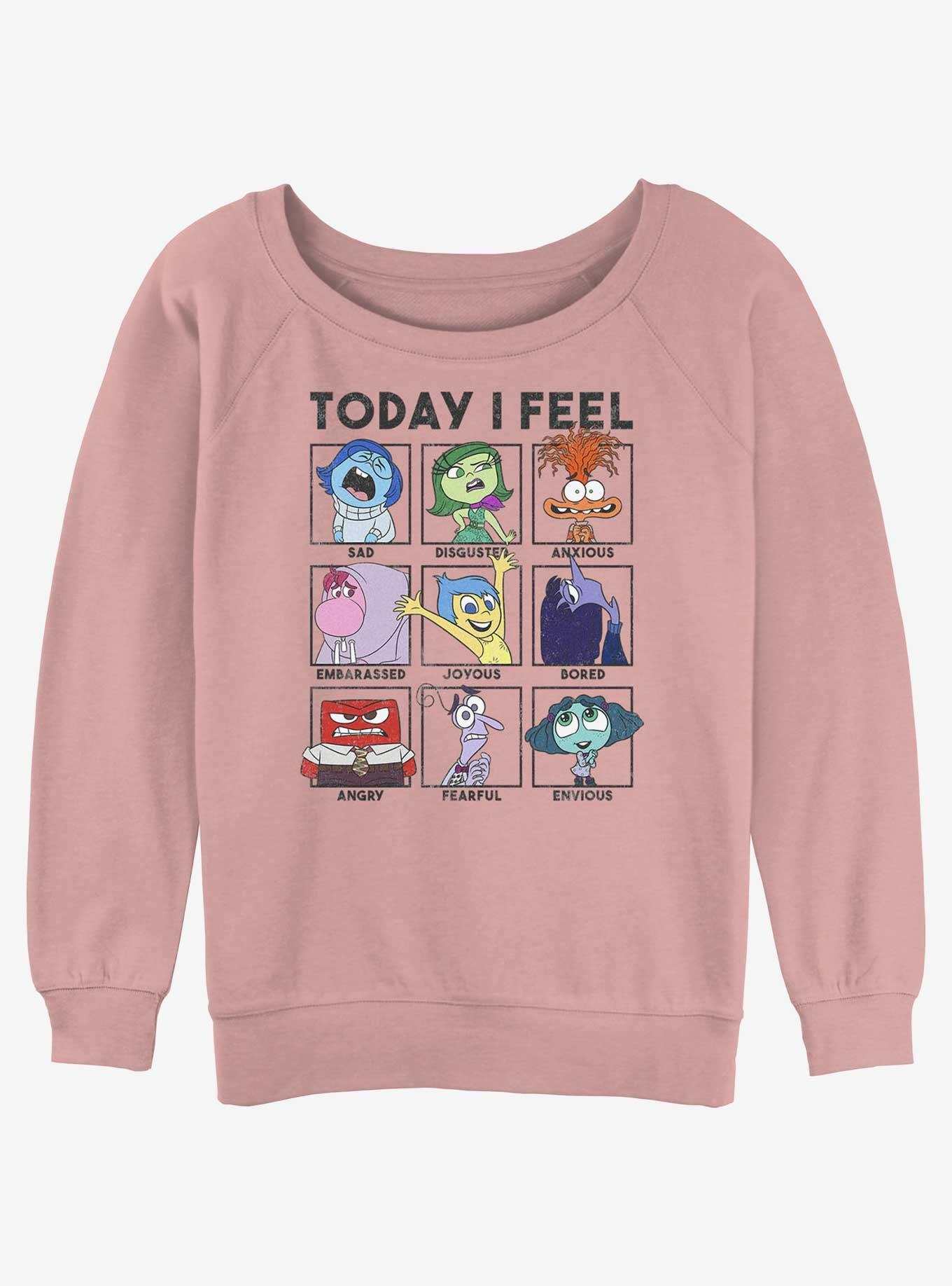 Disney Pixar Inside Out 2 Today I Feel Womens Slouchy Sweatshirt, DESERTPNK, hi-res