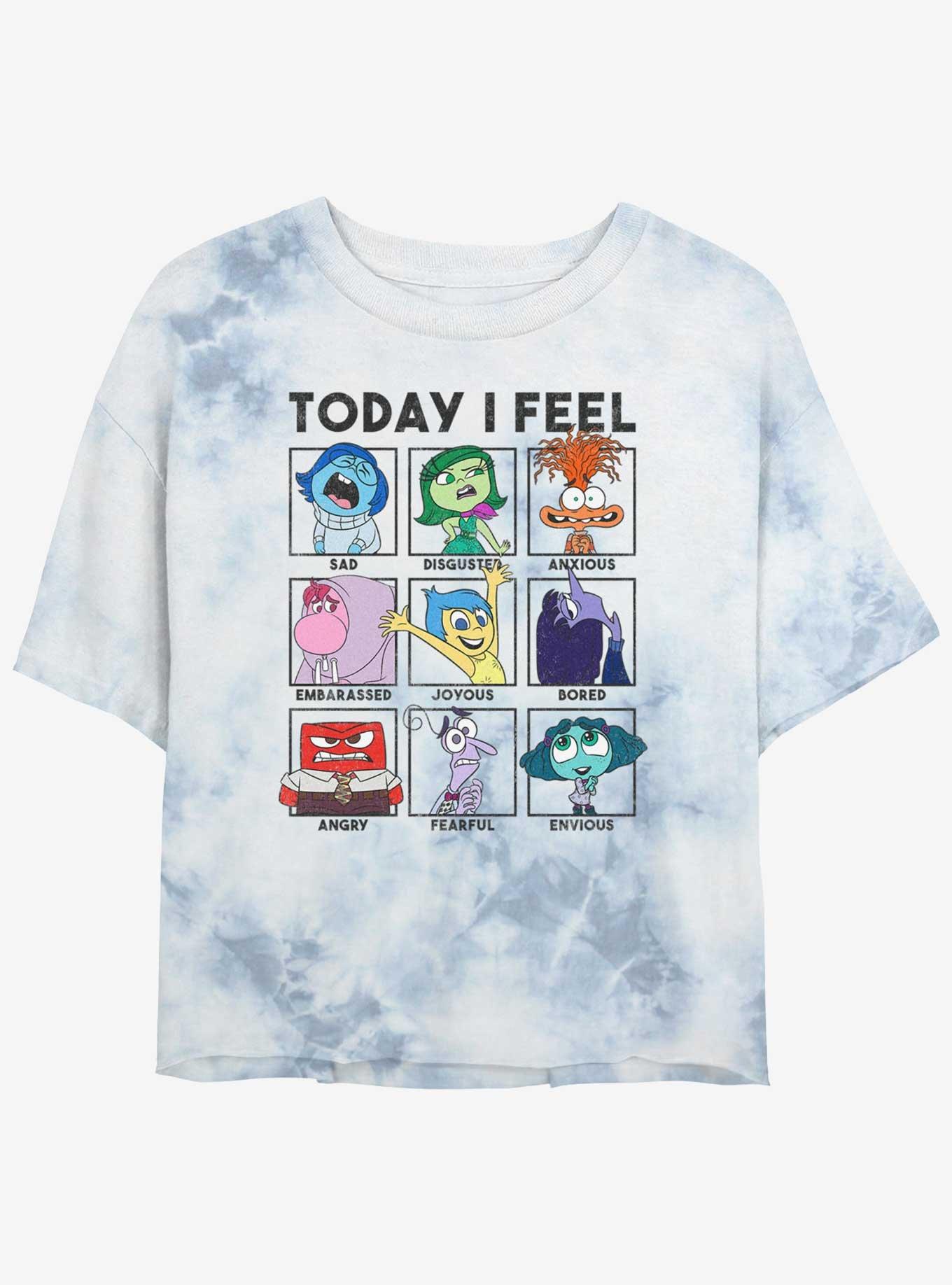 Disney Pixar Inside Out 2 Today I Feel Womens Tie-Dye Crop T-Shirt, WHITEBLUE, hi-res