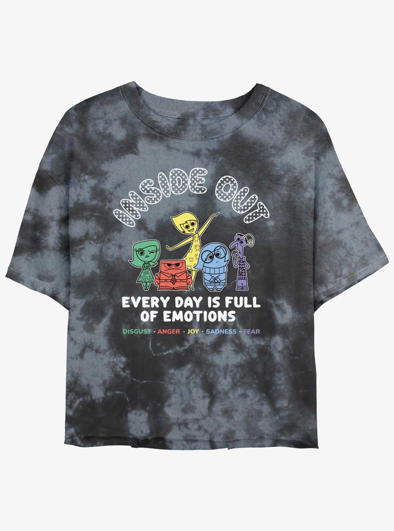 Disney Pixar Inside Out 2 Every Day Emotions Womens Tie-Dye Crop T-Shirt, BLKCHAR, hi-res