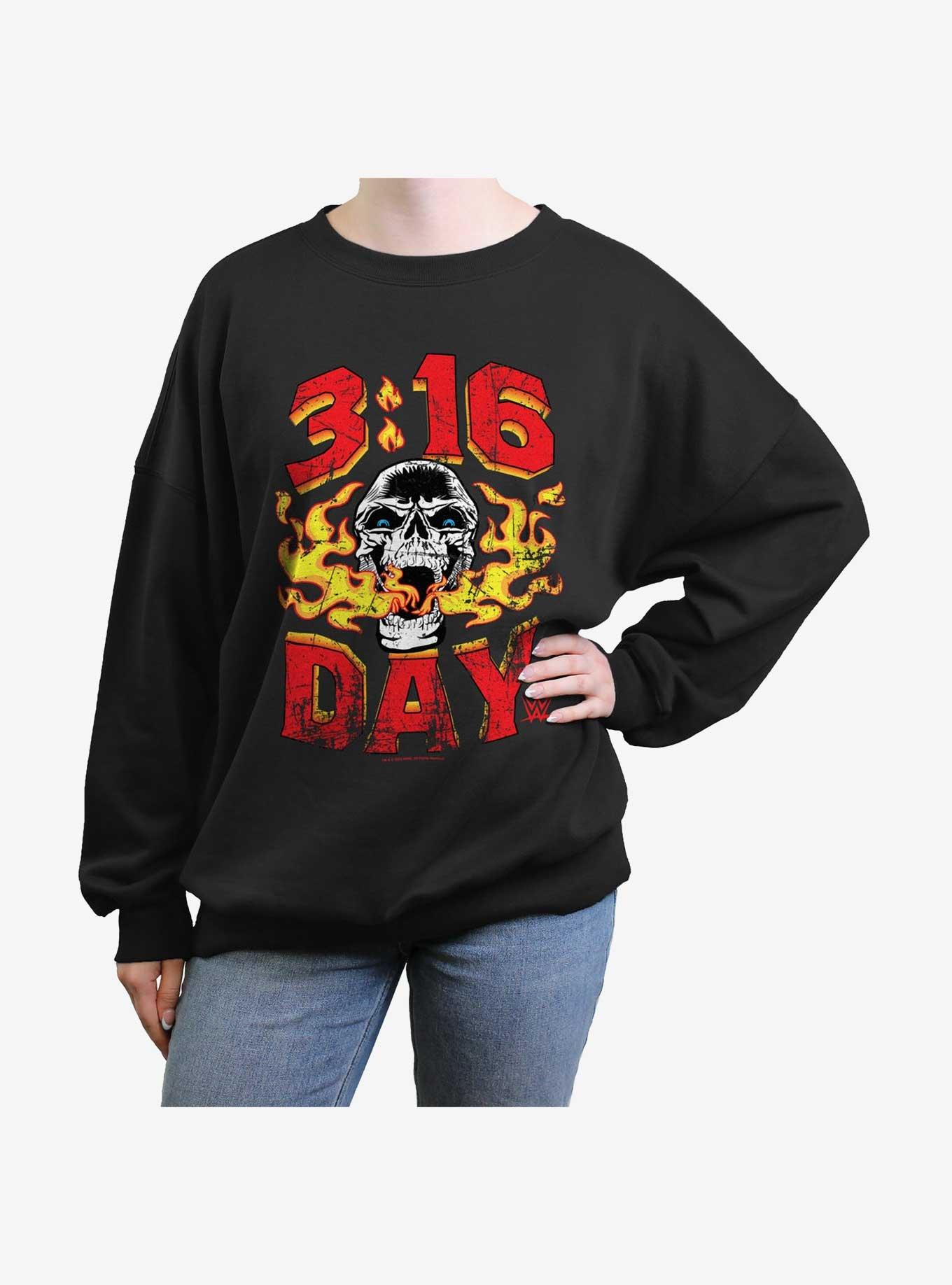WWE 3:16 Day Stone Cold Steve Austin Girls Oversized Sweatshirt, BLACK, hi-res
