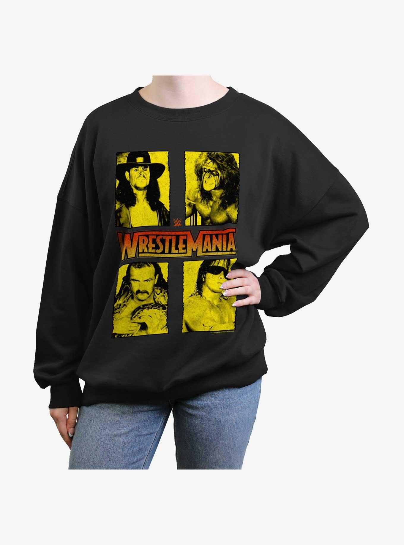 WWE WrestleMania Legends The Undertaker Ultimate Warrior Jake Thee Snake and Bret Hart Girls Oversized Sweatshirt, , hi-res