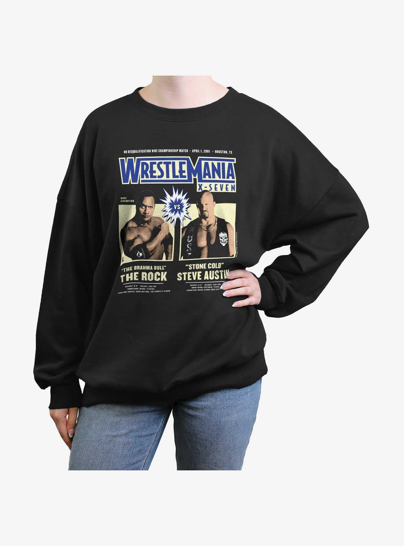 WWE WrestleMania X7 The Rock Vs Steve Austin Girls Oversized Sweatshirt, , hi-res