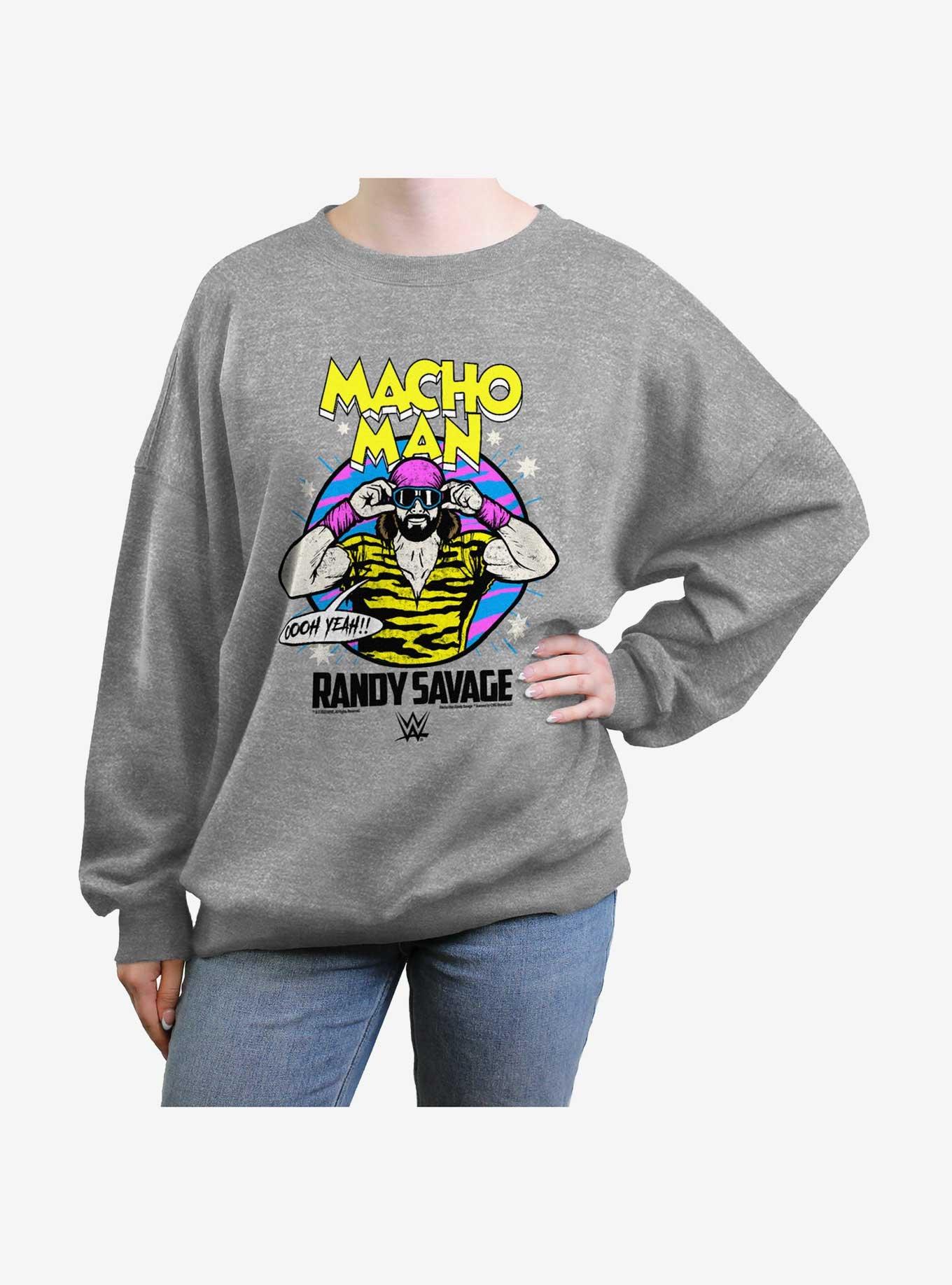 WWE Macho Man Randy Savage Girls Oversized Sweatshirt, HEATHER GR, hi-res