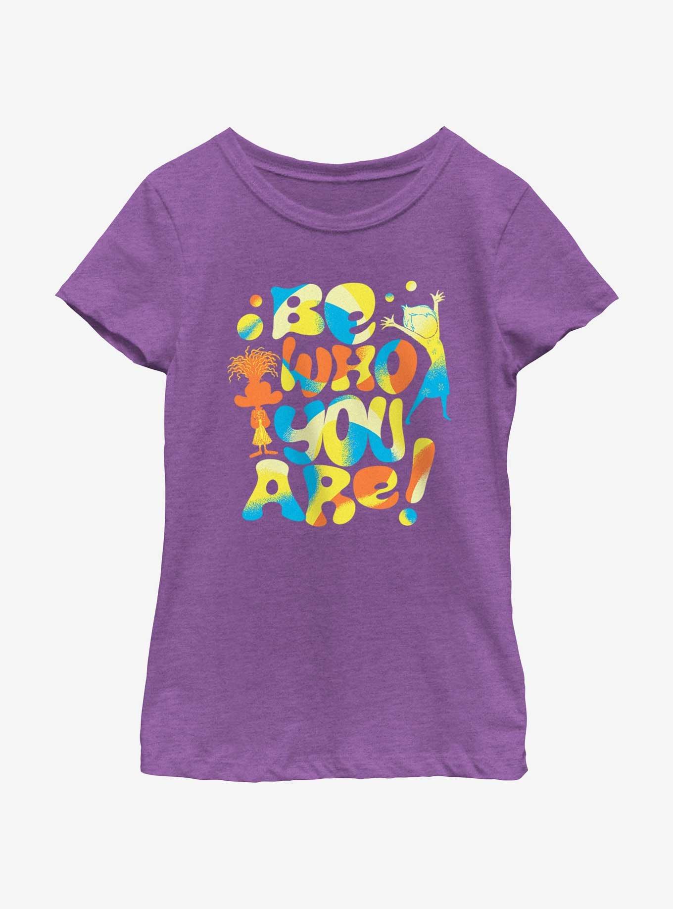 Disney Pixar Inside Out 2 Be Who You Are Girls Youth T-Shirt, PURPLE BERRY, hi-res