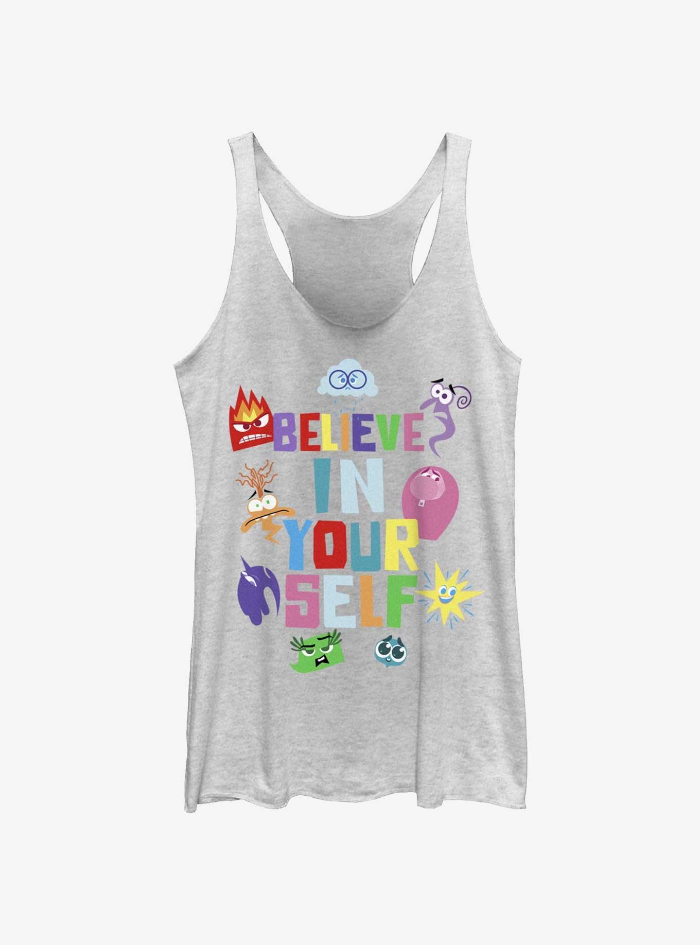 Disney Pixar Inside Out 2 Believe In Your Self Womens Tank Top, WHITE HTR, hi-res