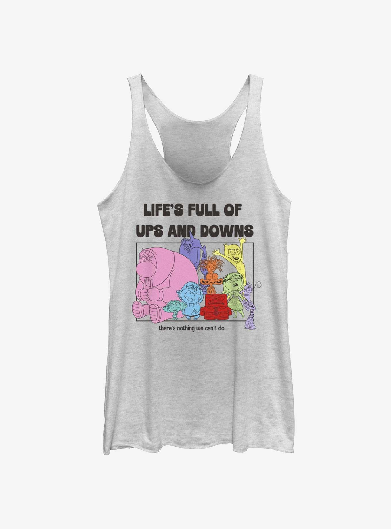 Disney Pixar Inside Out 2 Life's Full Of Ups And Downs Womens Tank Top, WHITE HTR, hi-res