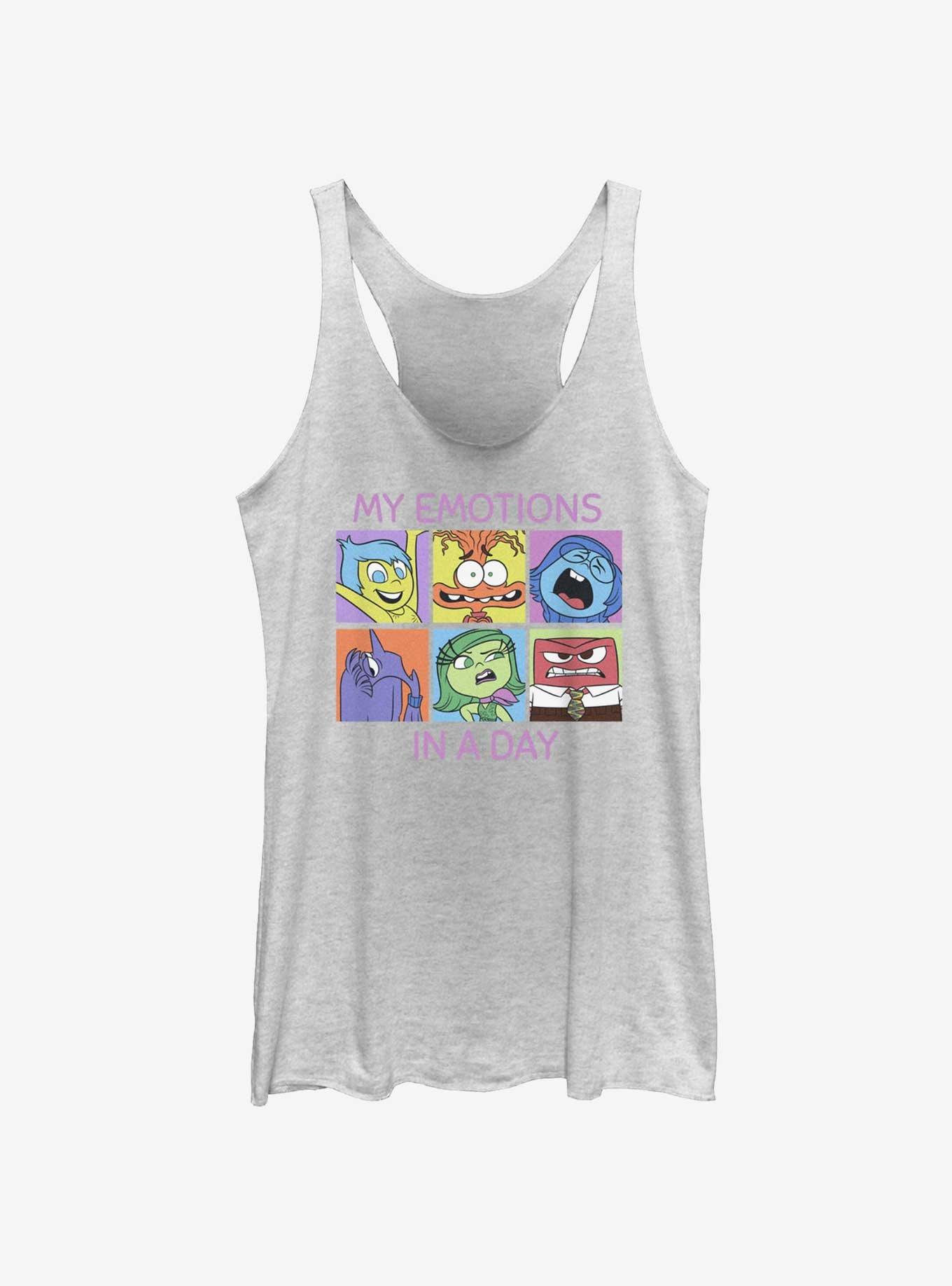 Disney Pixar Inside Out 2 My Emotions In A Day Womens Tank Top, WHITE HTR, hi-res