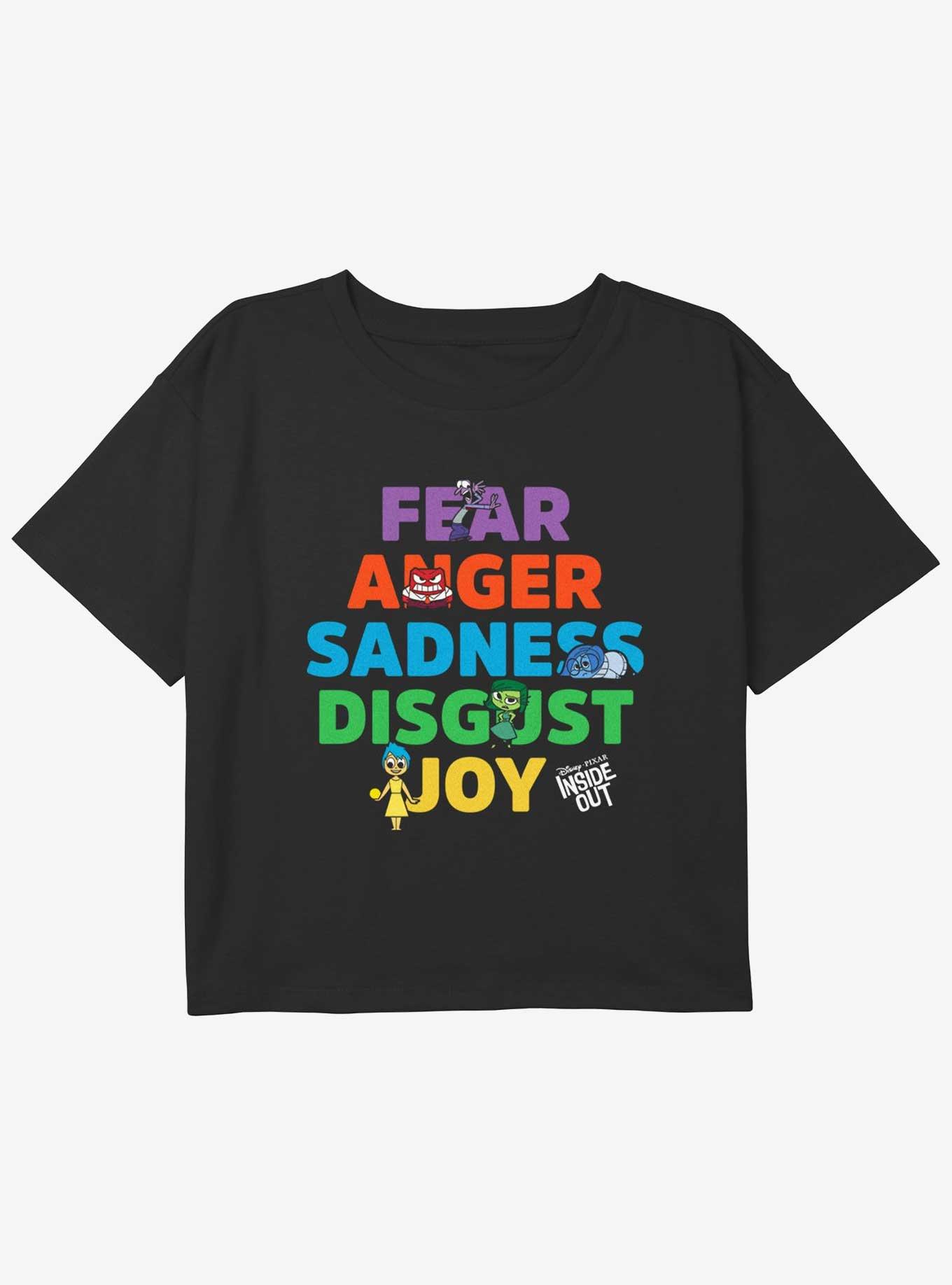 Disney Pixar Inside Out 2 All The Emotions Girls Boxy Crop T-Shirt, BLACK, hi-res