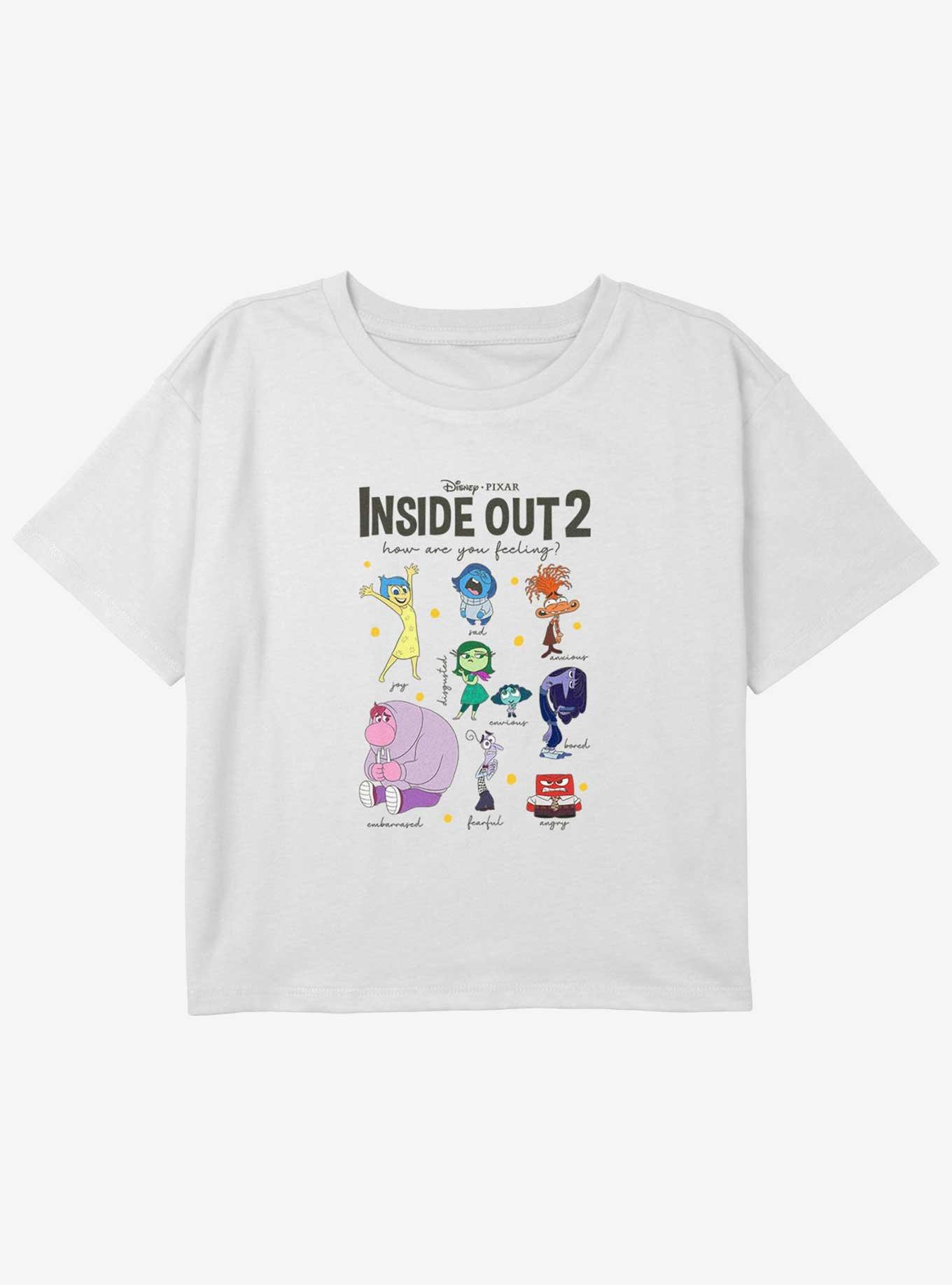 Disney Pixar Inside Out 2 Textbook Of Emotions Girls Boxy Crop T-Shirt, WHITE, hi-res