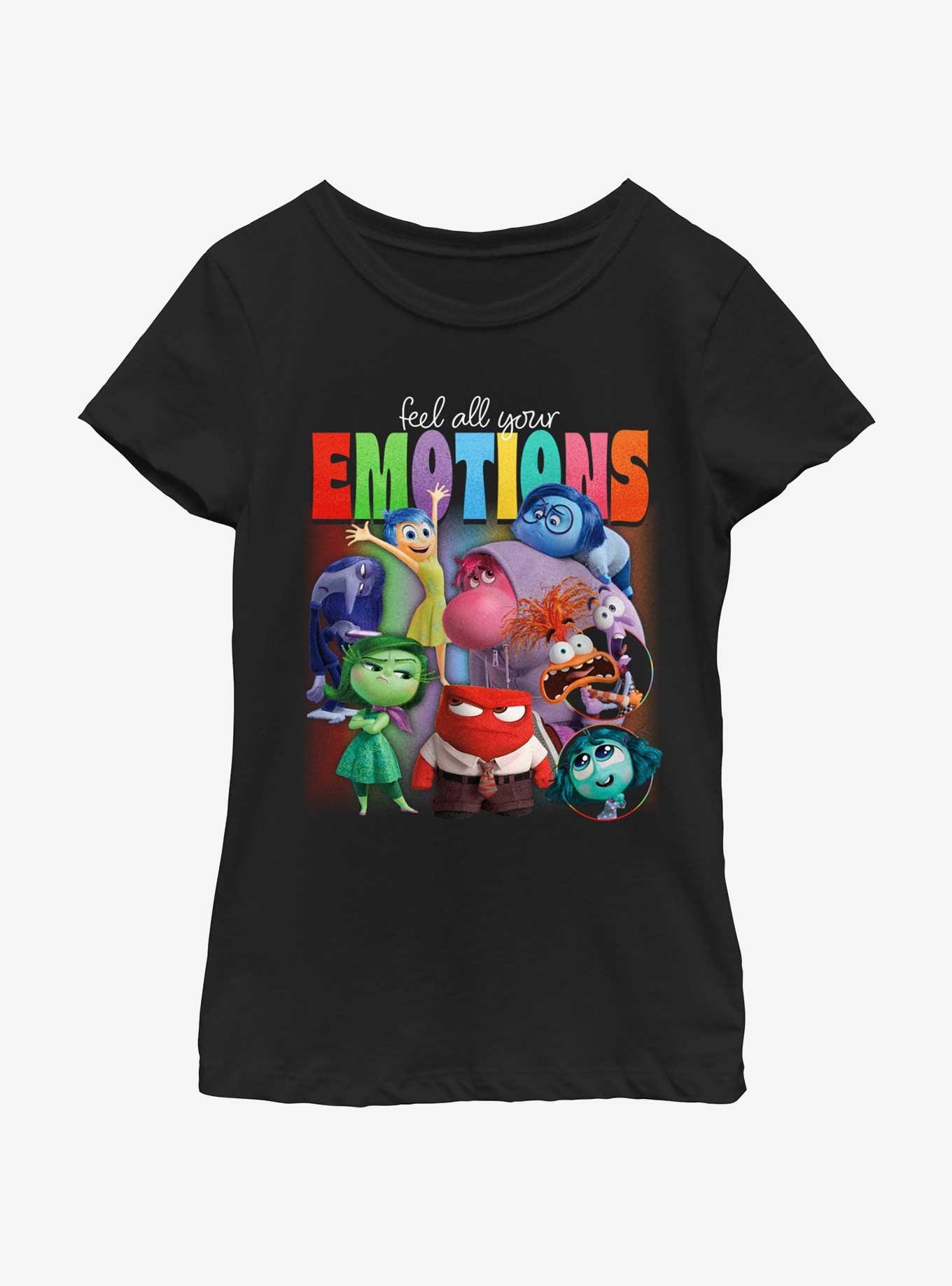 Disney Pixar Inside Out 2 Feel Your Emotions Girls Youth T-Shirt, BLACK, hi-res