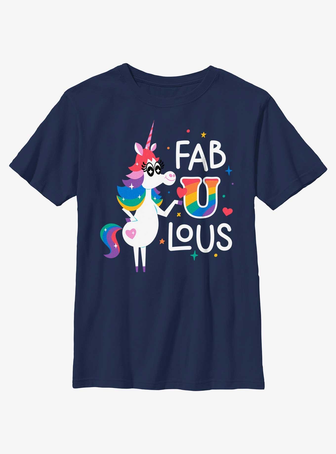 Disney Pixar Inside Out 2 Unicorn Fabulous Rainbow Youth T-Shirt, NAVY, hi-res