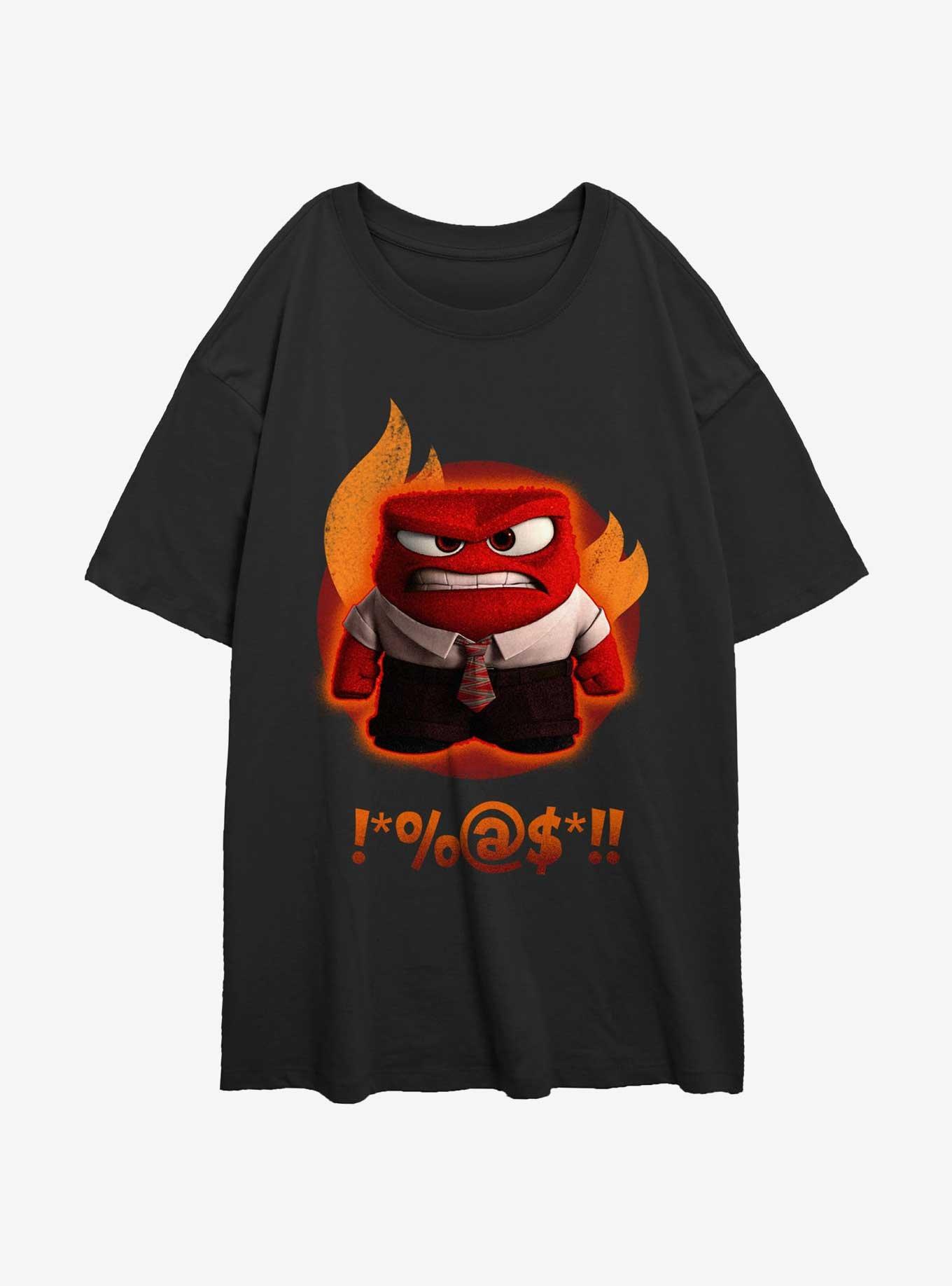 Disney Pixar Inside Out 2 Anger Managed Womens Oversized T-Shirt, BLACK, hi-res