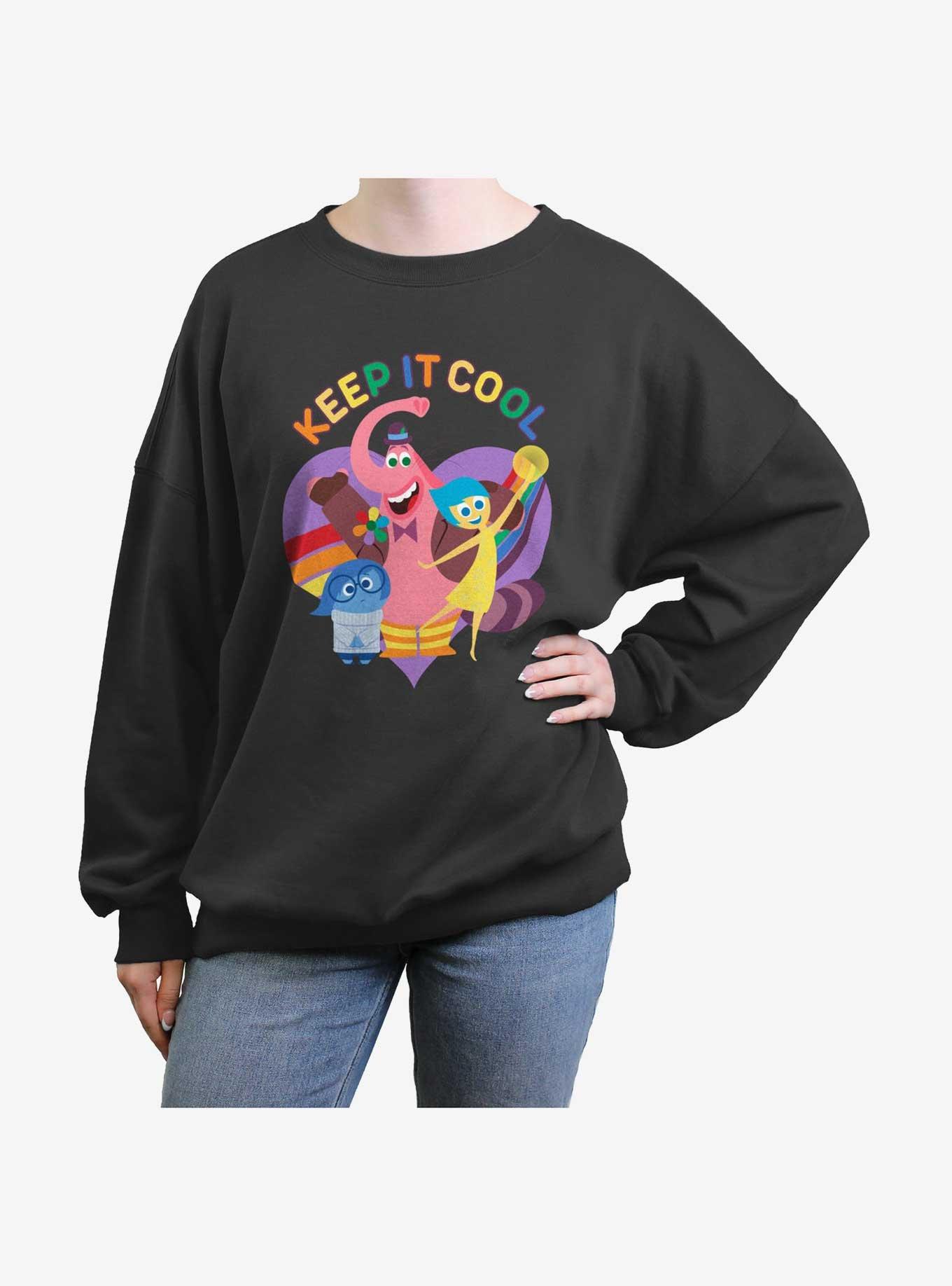 Disney Pixar Inside Out 2 Keep It Cool Womens Oversized Sweatshirt, CHARCOAL, hi-res