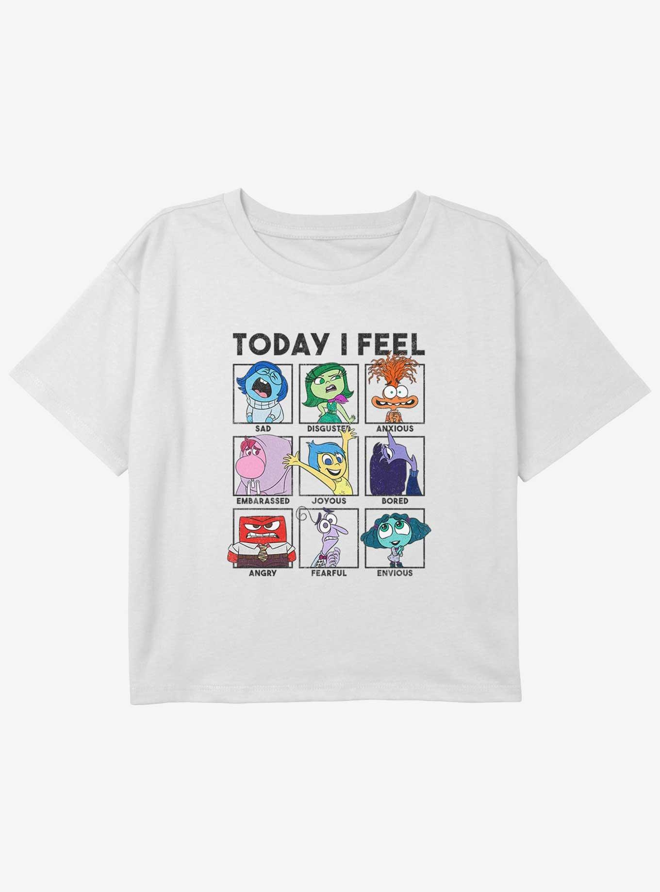 Disney Pixar Inside Out 2 Today I Feel Girls Boxy Crop T-Shirt, WHITE, hi-res