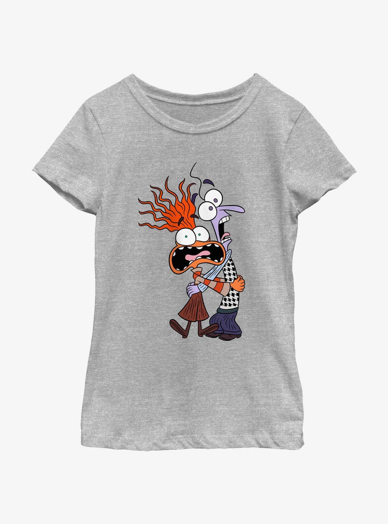 Disney Pixar Inside Out 2 Anxiety And Fear Girls Youth T-Shirt, ATH HTR, hi-res