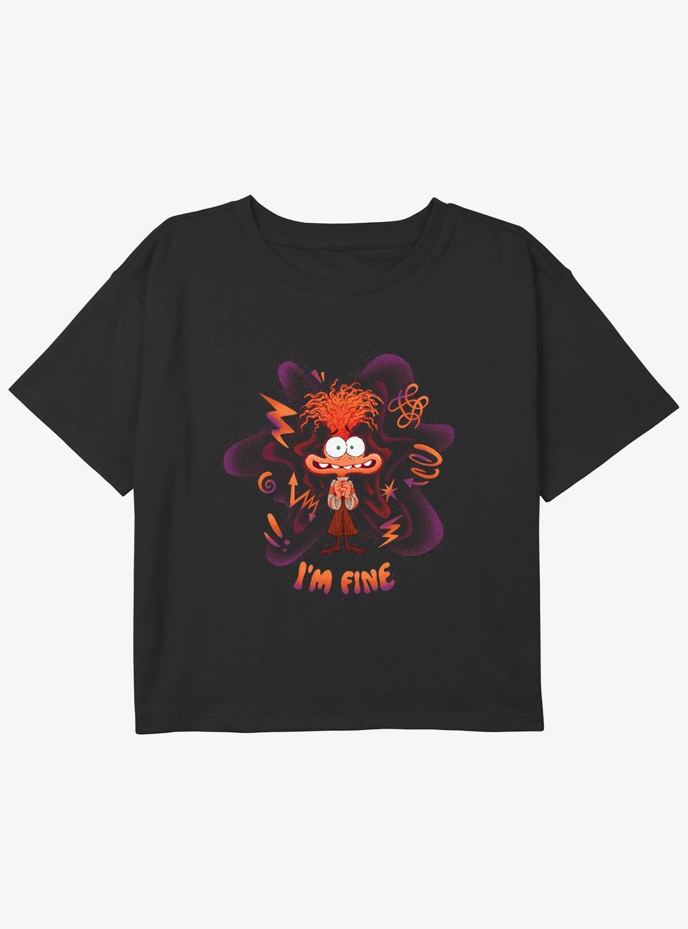 Disney Pixar Inside Out 2 Anxiety I Am Fine Girls Boxy Crop T-Shirt, , hi-res