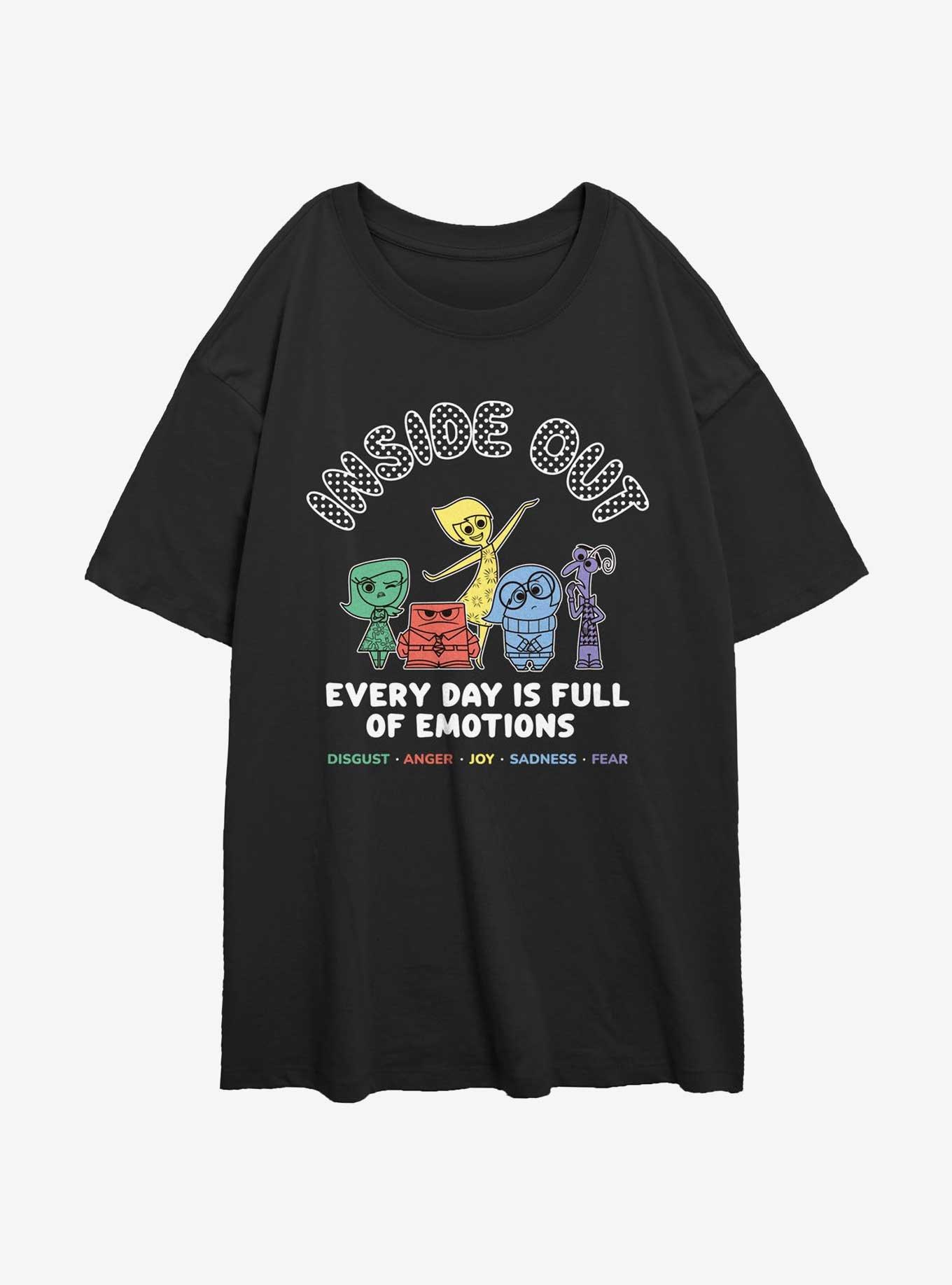 Disney Pixar Inside Out 2 Every Day Emotions Womens Oversized T-Shirt -  BLACK | BoxLunch