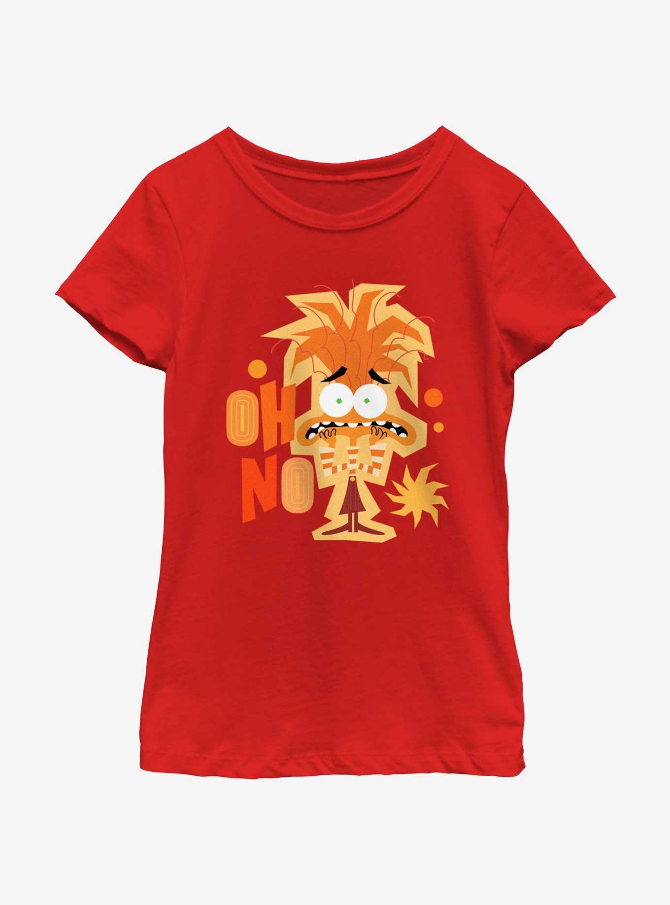 Disney Pixar Inside Out 2 Anxiety Oh No Girls Youth T-Shirt, RED, hi-res