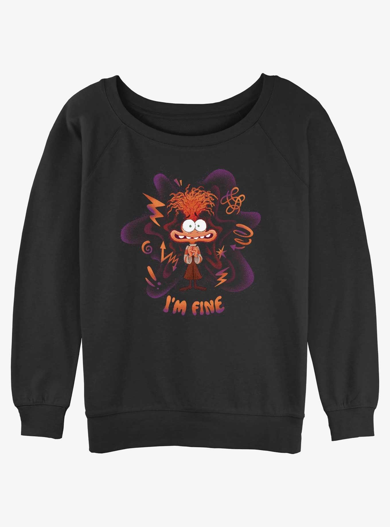 Disney Pixar Inside Out 2 Anxiety I Am Fine Womens Slouchy Sweatshirt, BLACK, hi-res