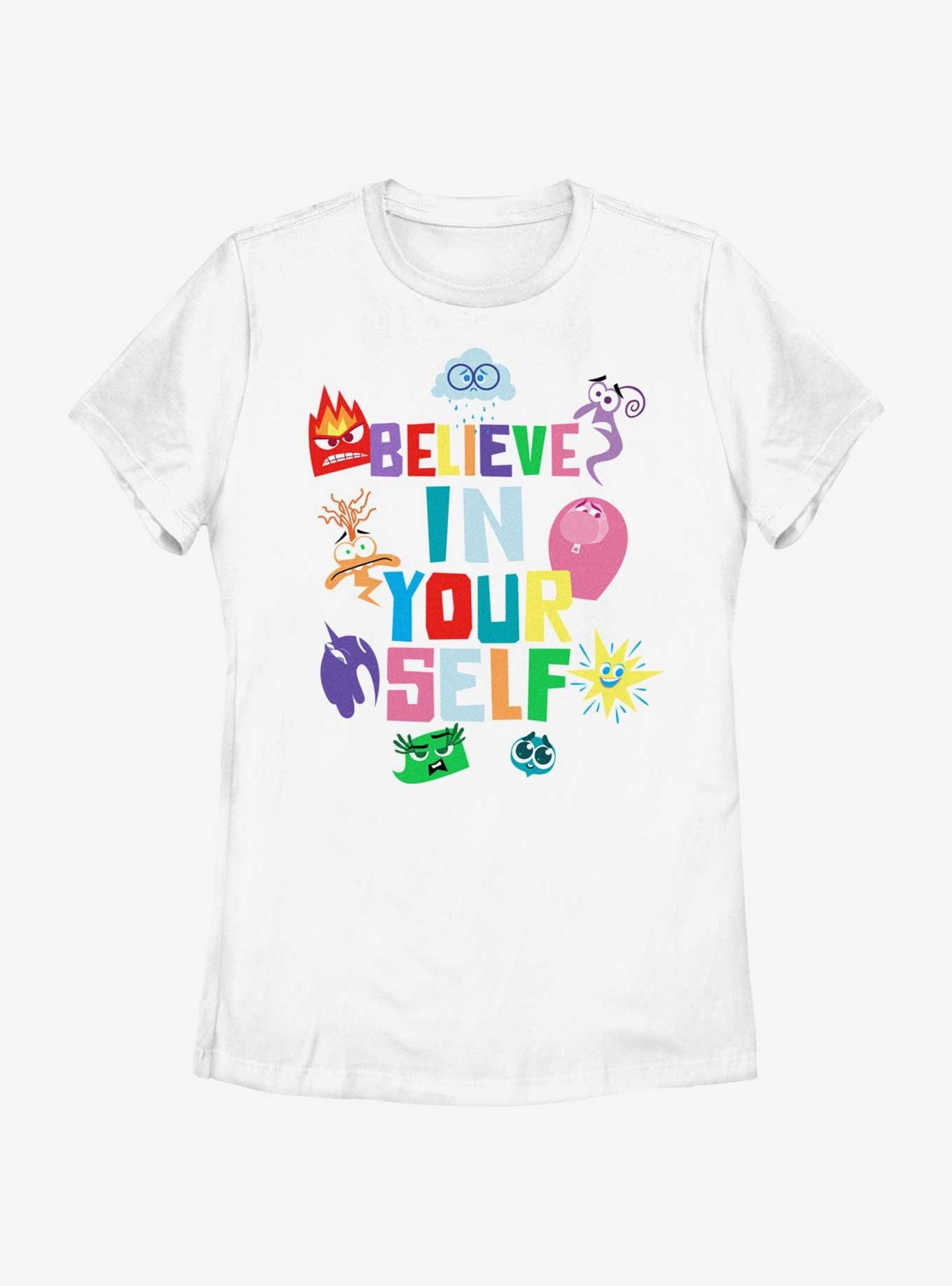 Disney Pixar Inside Out 2 Believe In Your Self Womens T-Shirt, WHITE, hi-res