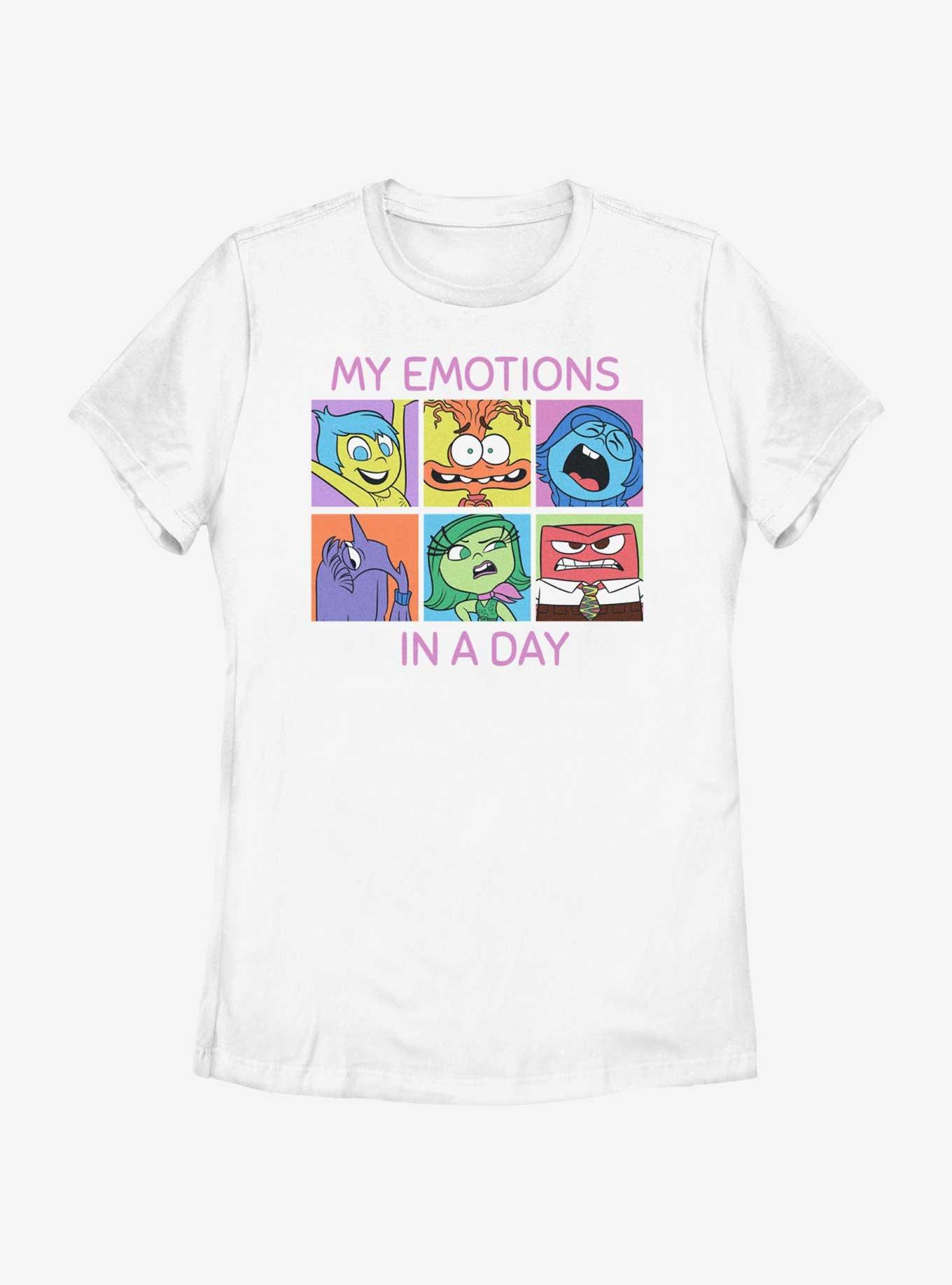 Disney Pixar Inside Out 2 My Emotions In A Day Womens T-Shirt, WHITE, hi-res